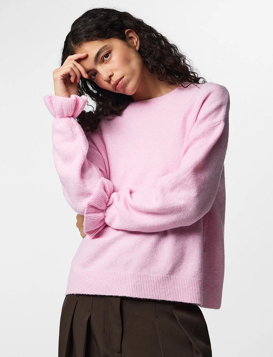 Pieces - PCSALLY LS FRILL CUFF KNIT NOOS BC - roseate spoonbill - 0