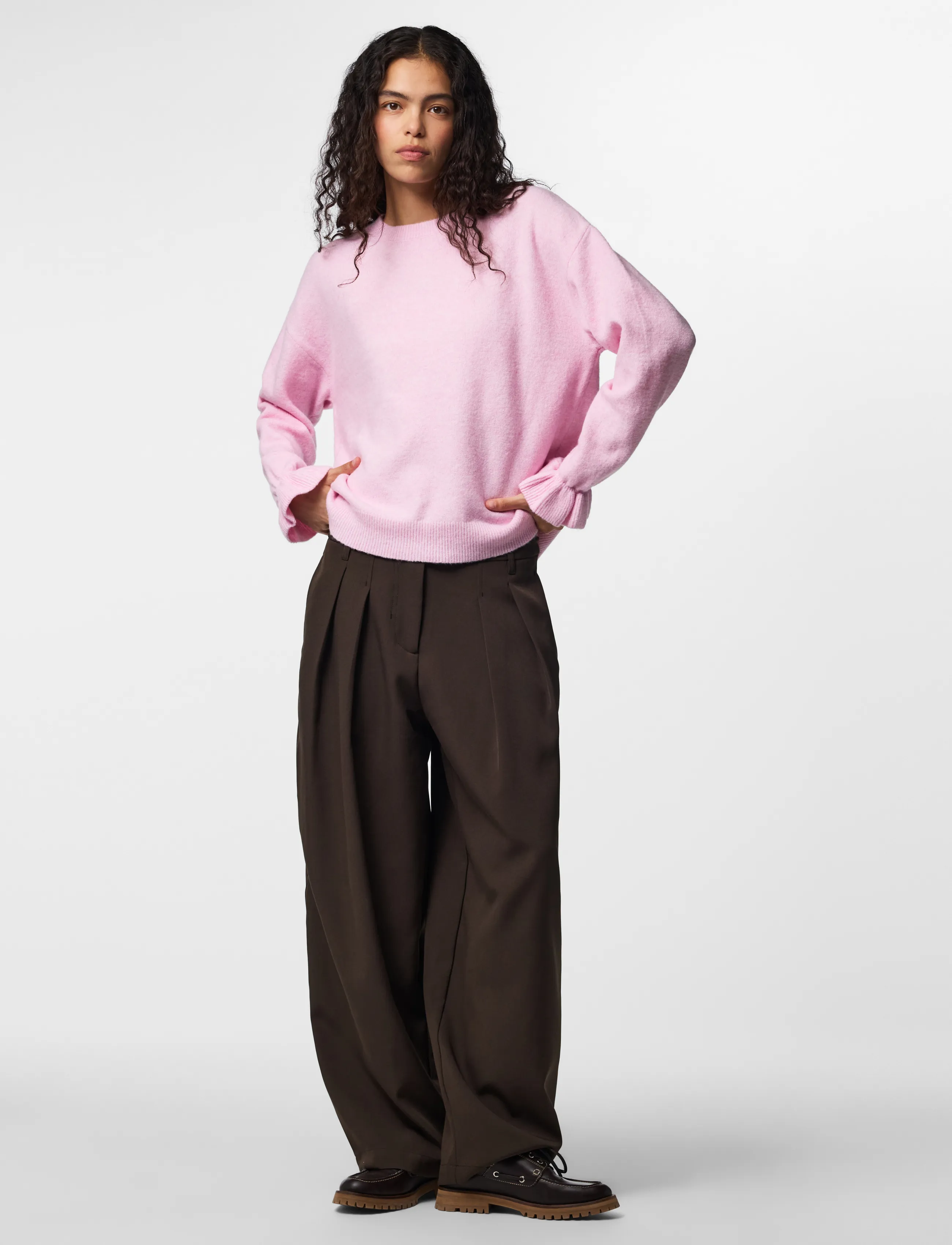 Pieces - PCSALLY LS FRILL CUFF KNIT NOOS BC - roseate spoonbill - 4