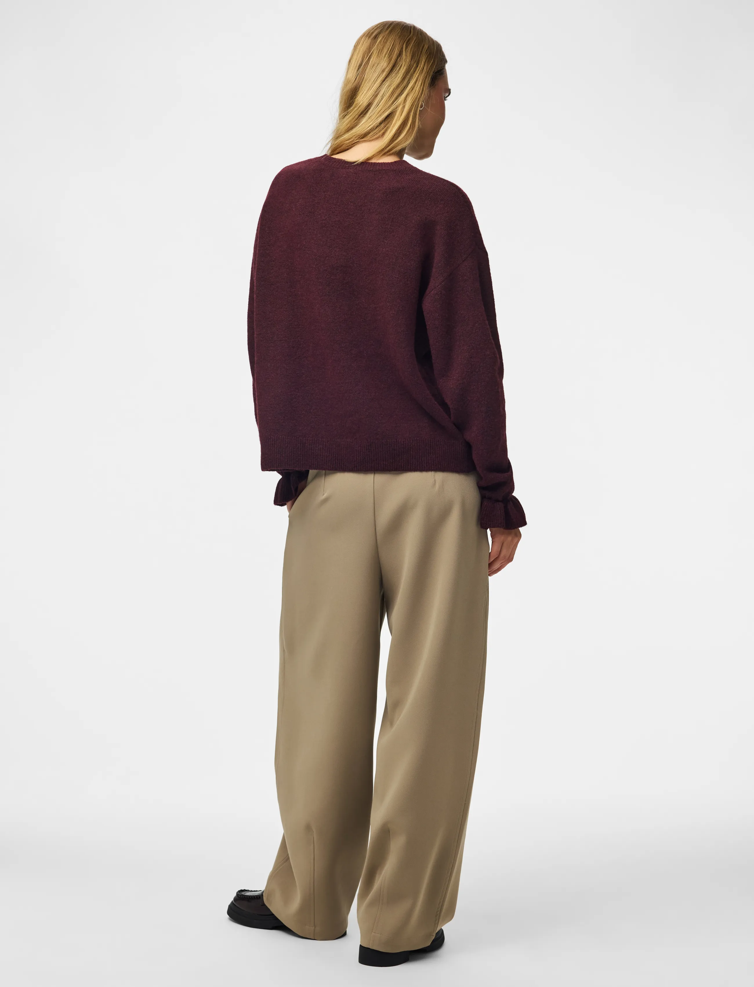 Pieces - PCSALLY LS FRILL CUFF KNIT NOOS BC - jumpers - winetasting - 3