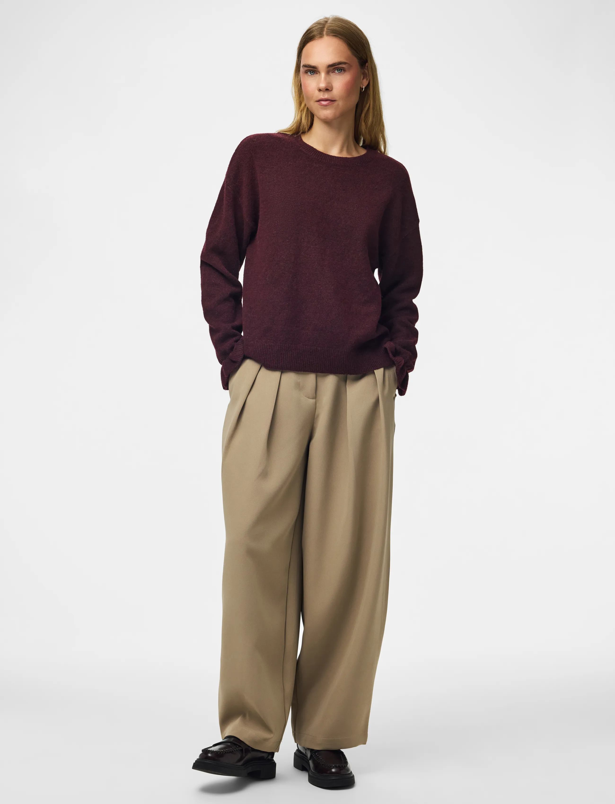 Pieces - PCSALLY LS FRILL CUFF KNIT NOOS BC - jumpers - winetasting - 4