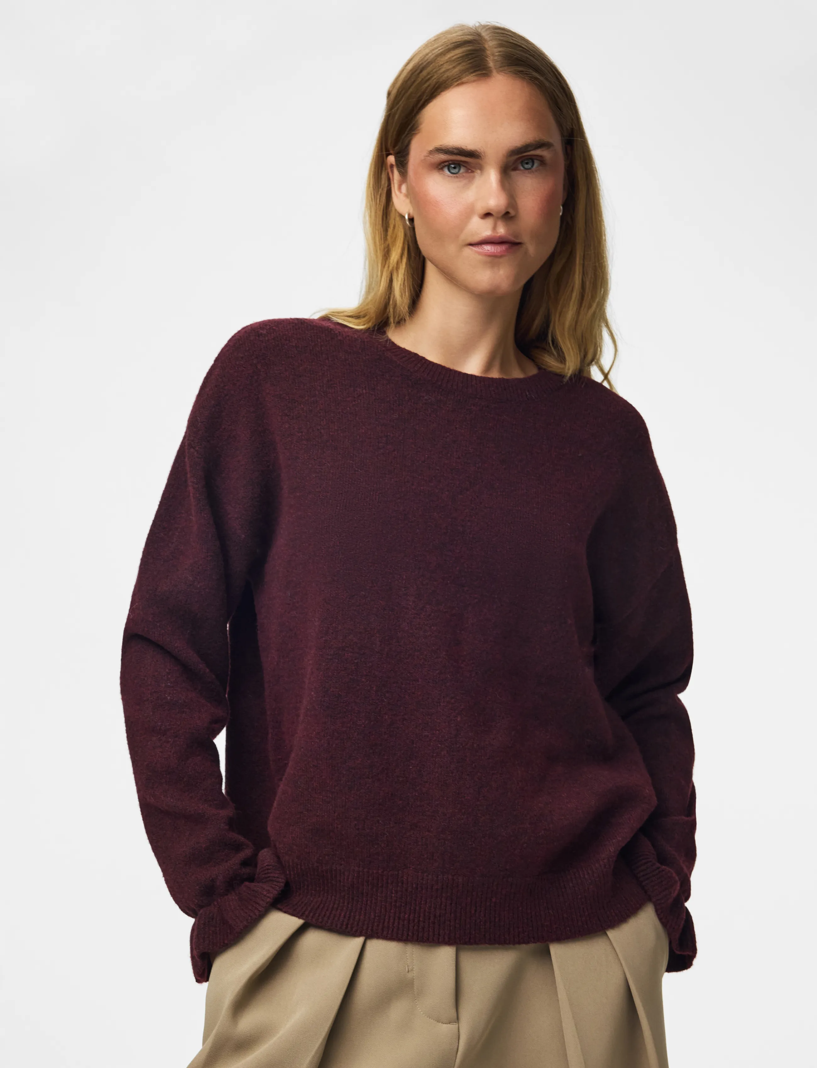 Pieces - PCSALLY LS FRILL CUFF KNIT NOOS BC - jumpers - winetasting - 5