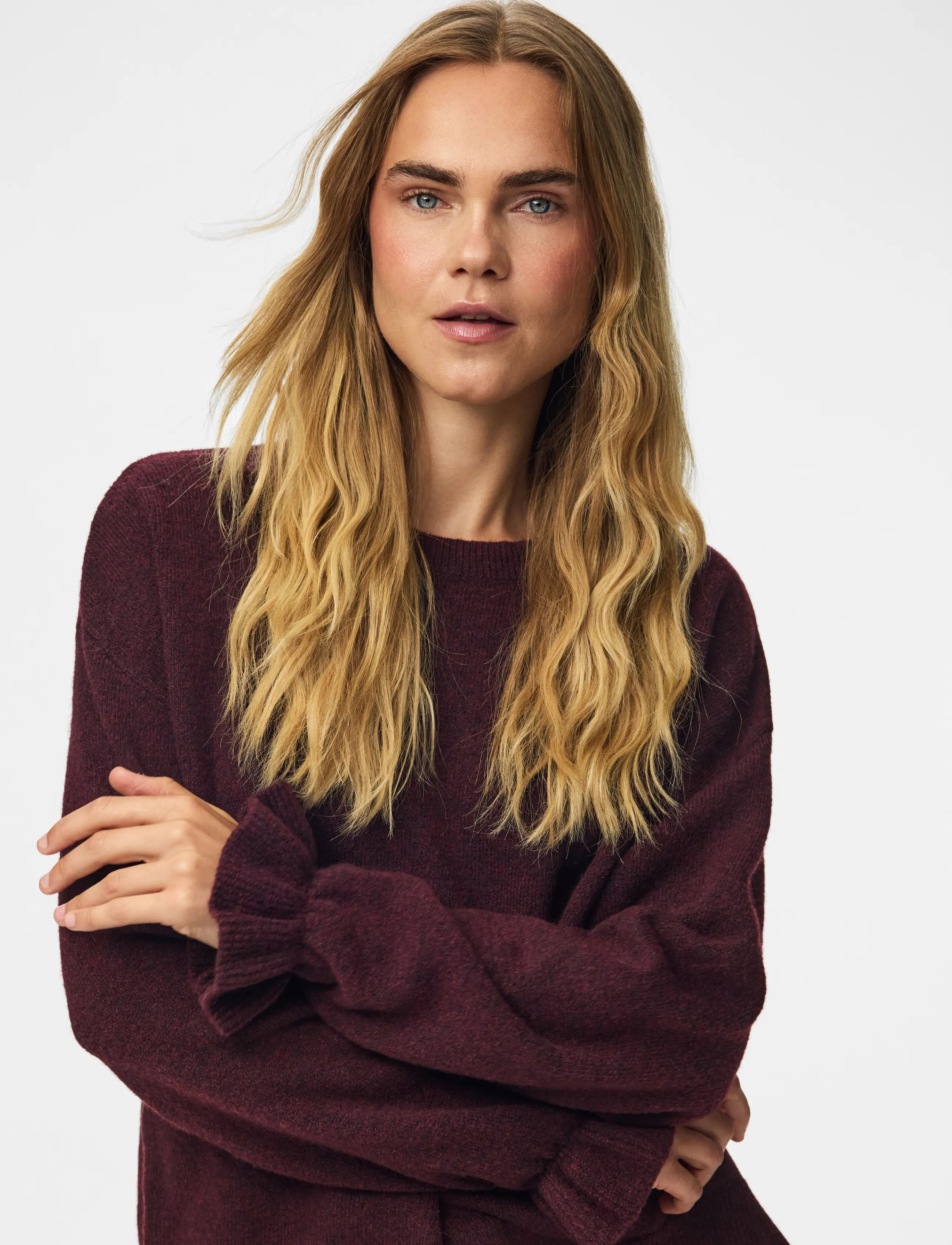 PIECES Pcsally Ls Frill Cuff Knit Noos Bc stickade tröjor dam – bild 5