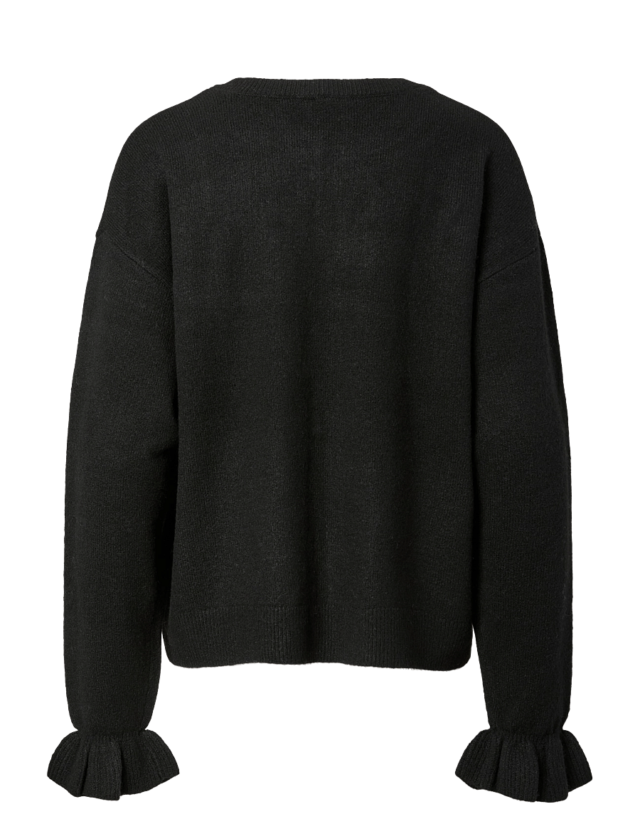 Pieces - PCSALLY REV FRILL CARDIGAN KNIT NOOS BC - strickjacken - black - 1