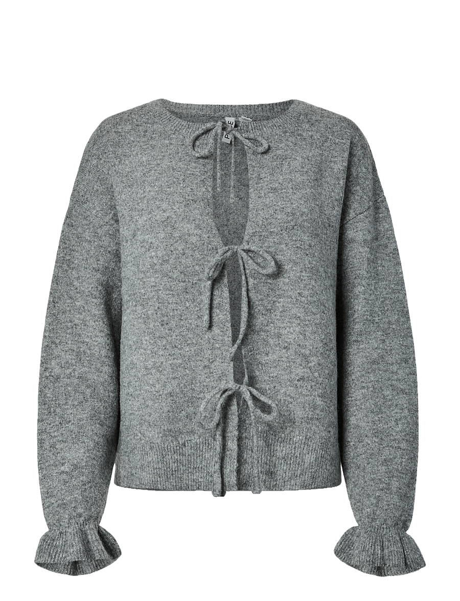 Pieces - PCSALLY REV FRILL CARDIGAN KNIT NOOS BC - kardiganid - medium grey melange - 1