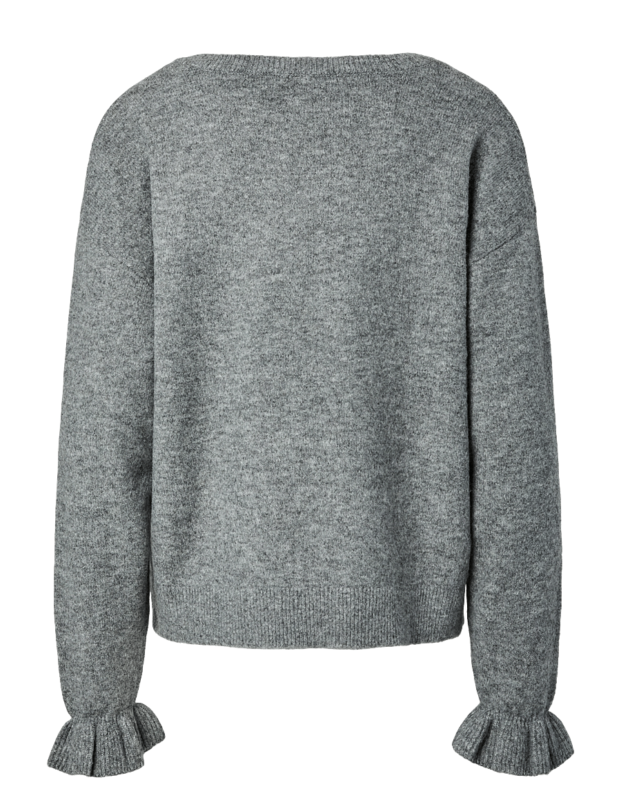 Pieces - PCSALLY REV FRILL CARDIGAN KNIT NOOS BC - kardiganid - medium grey melange - 2