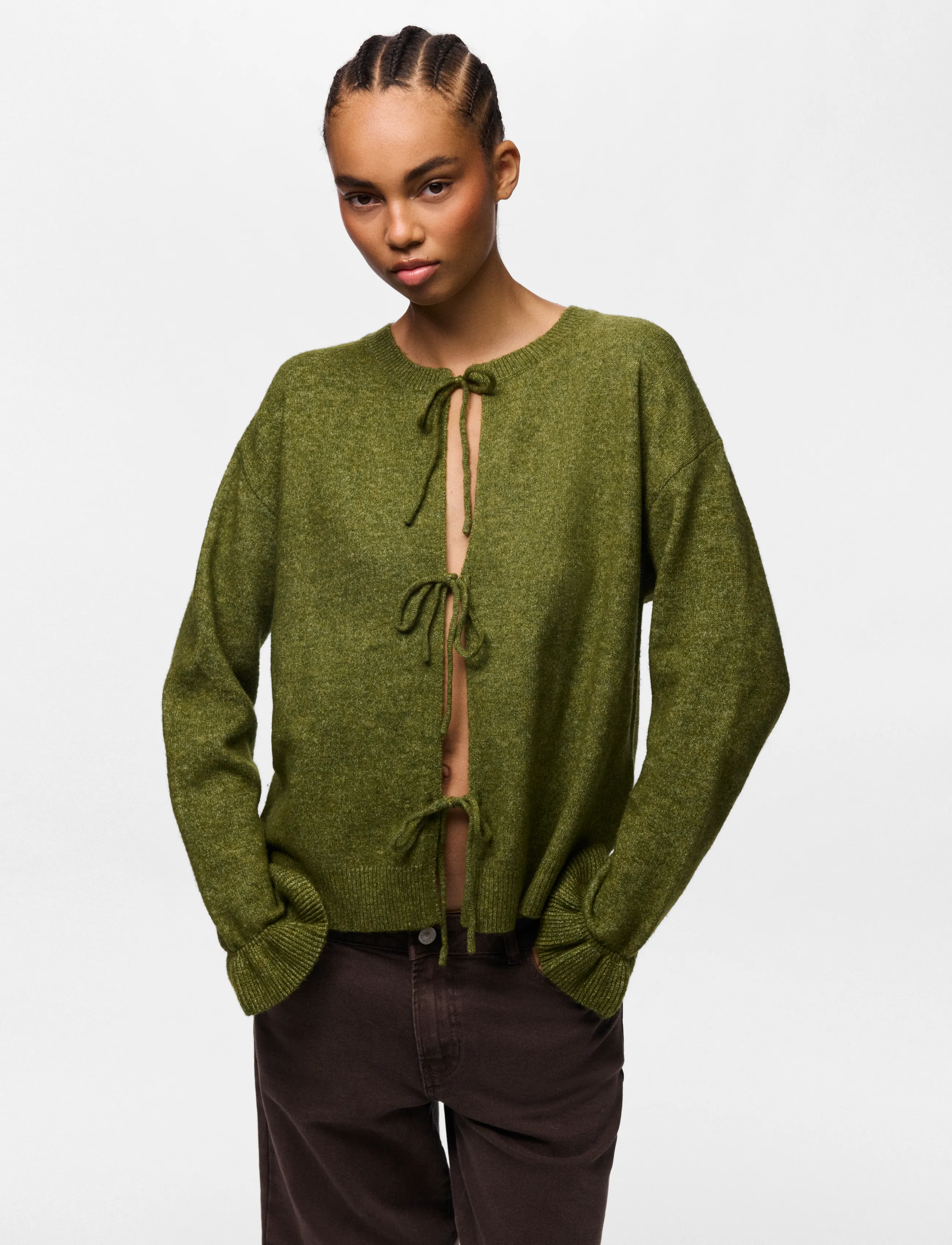 Pieces - PCSALLY REV FRILL CARDIGAN KNIT NOOS BC - sphagnum - 4