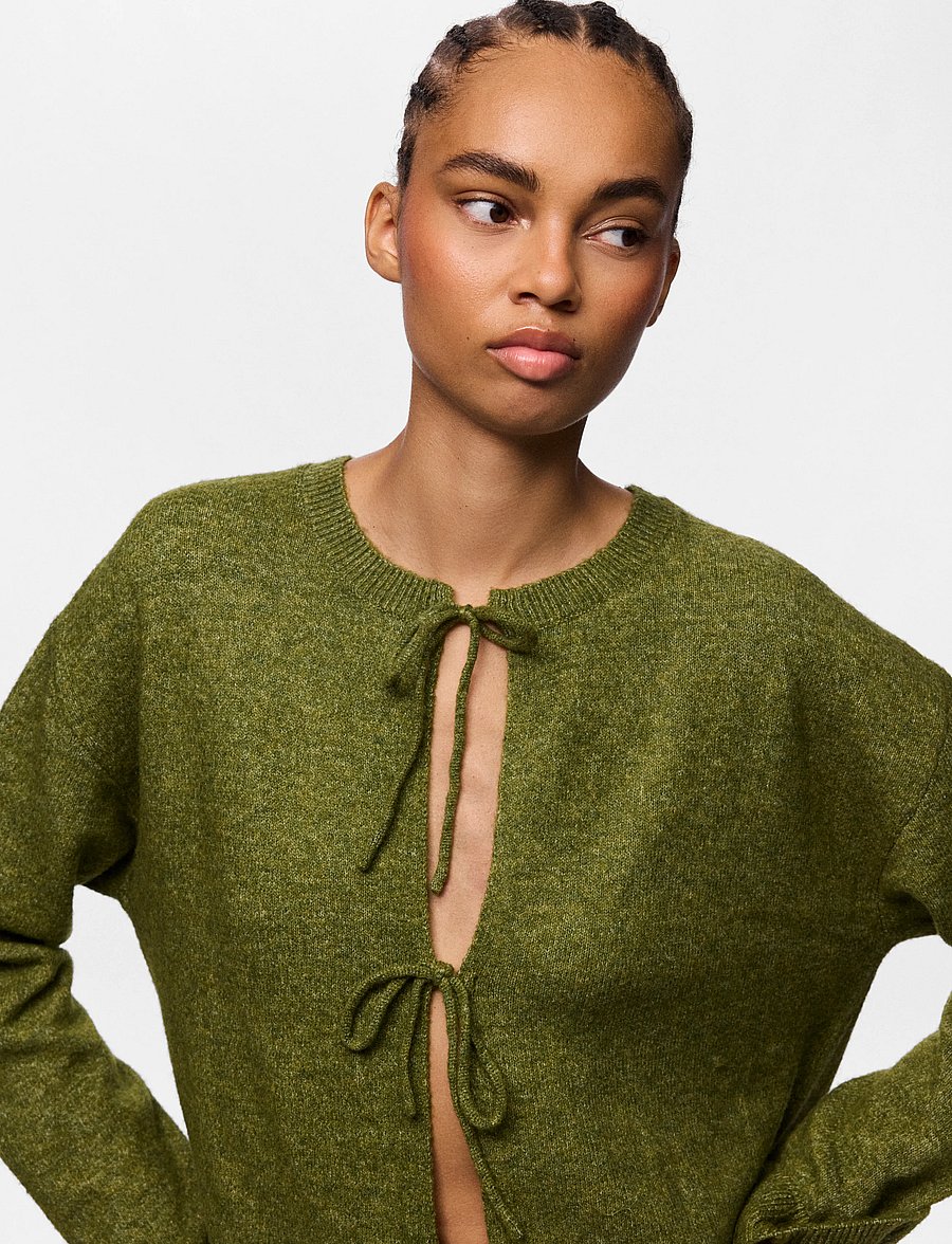 Pieces - PCSALLY REV FRILL CARDIGAN KNIT NOOS BC - sphagnum - 5