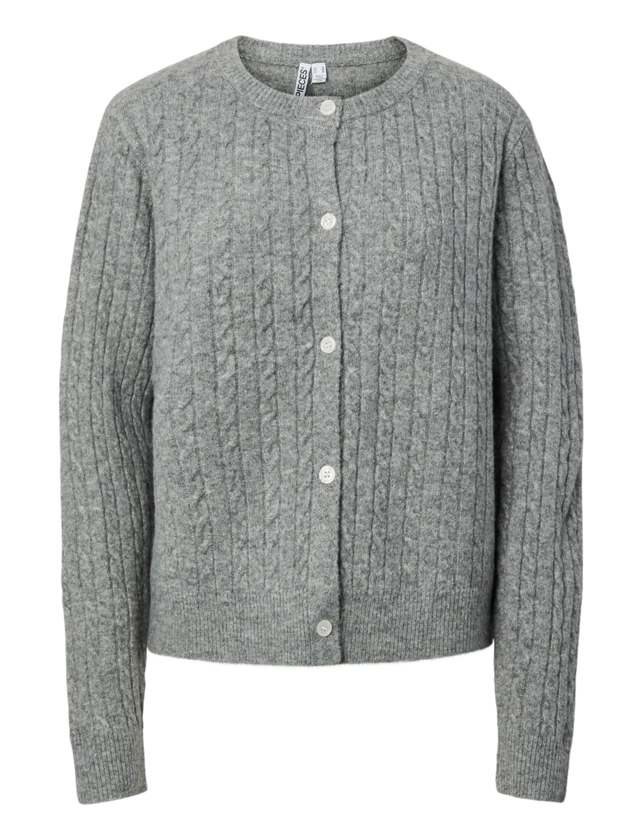 Pieces PCSILLY LS CABLE CARDIGAN KNIT NOOS BC - Everyday Style - MEDIUM GREY MELANGE / grey