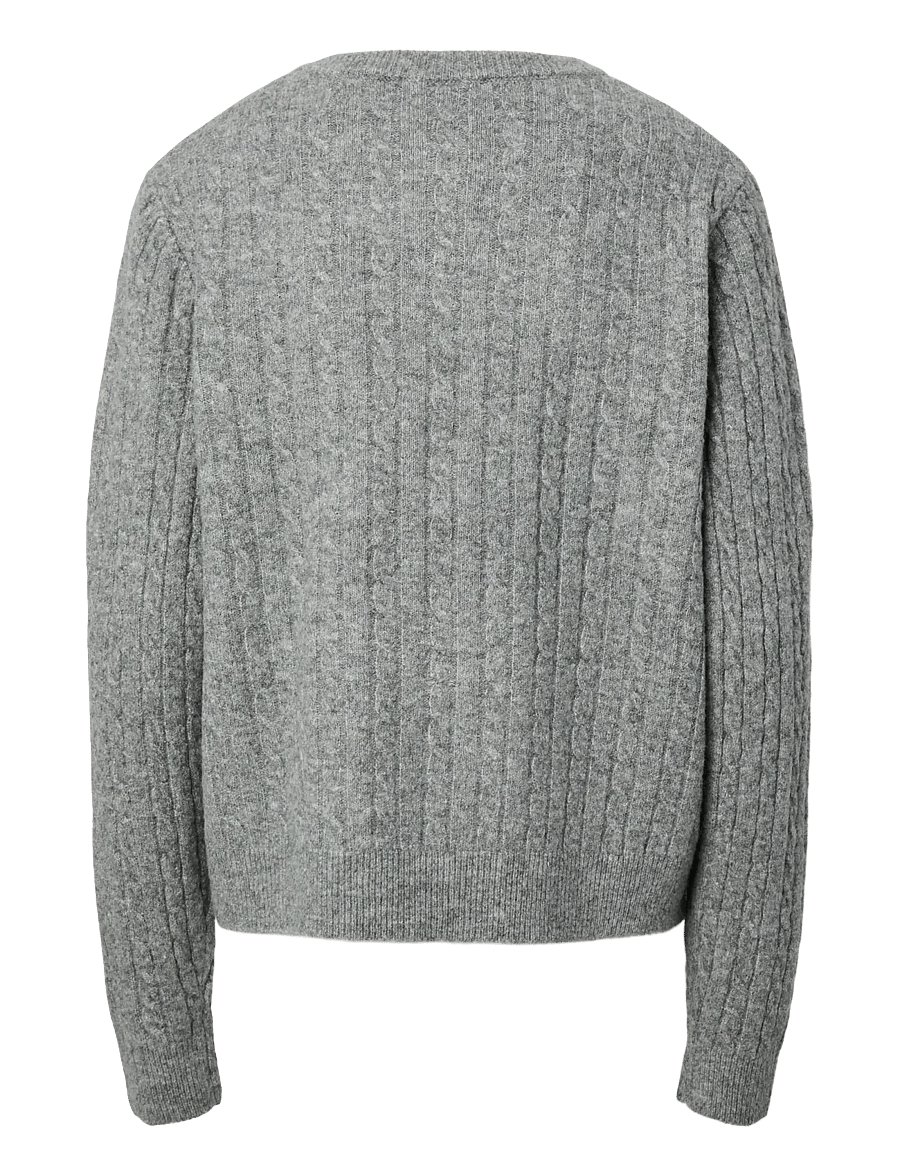 Pieces - PCSILLY LS CABLE CARDIGAN KNIT NOOS BC - kardiganid - medium grey melange - 1