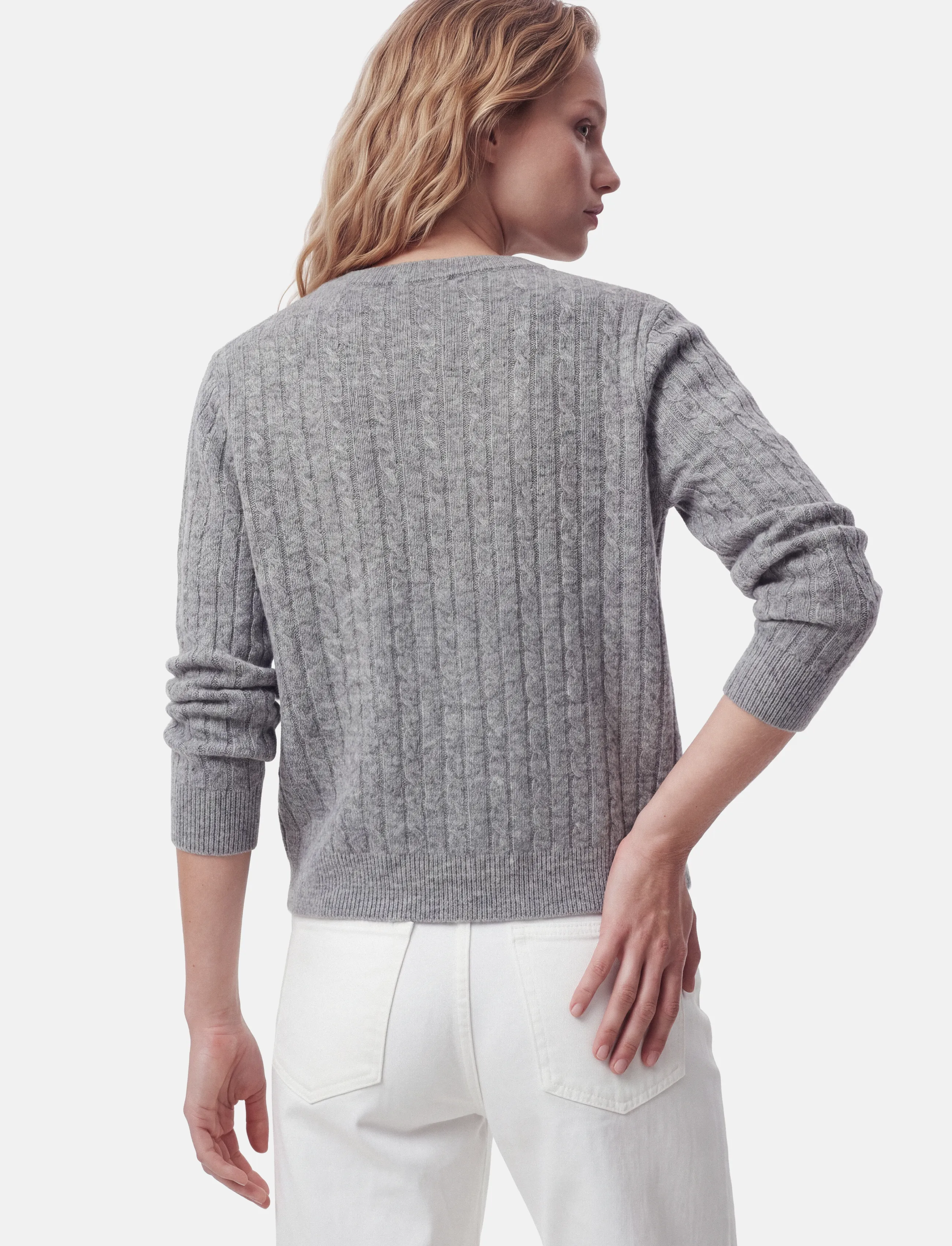 Pieces - PCSILLY LS CABLE CARDIGAN KNIT NOOS BC - kardiganid - medium grey melange - 5