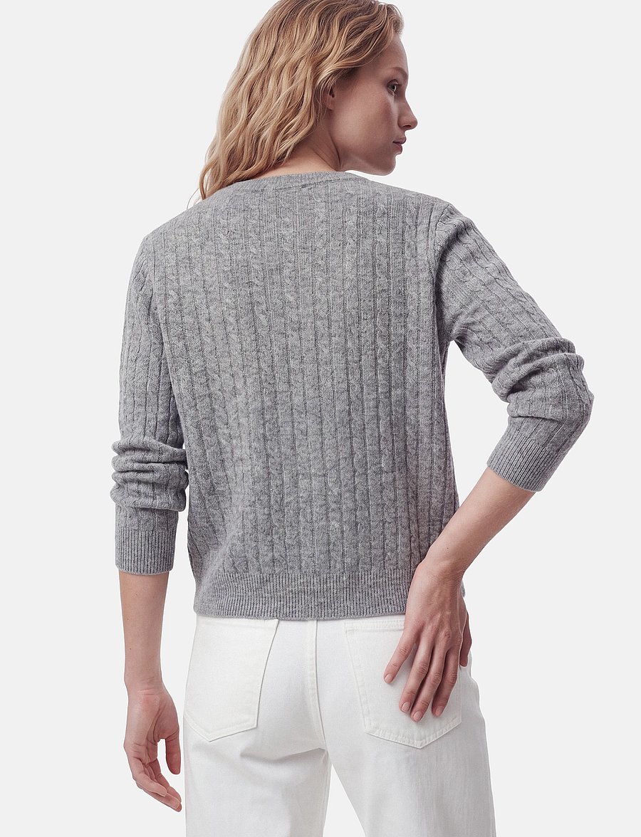 Pieces - PCSILLY LS CABLE CARDIGAN KNIT NOOS BC - kardiganid - medium grey melange - 5