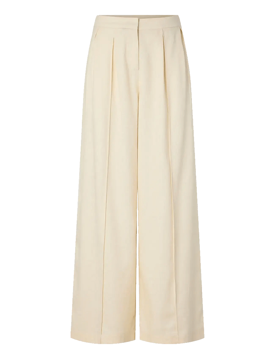 Pieces - PCMAJSE MW WIDE PANTS WVN D2D PP - laia säärega püksid - birch - 1