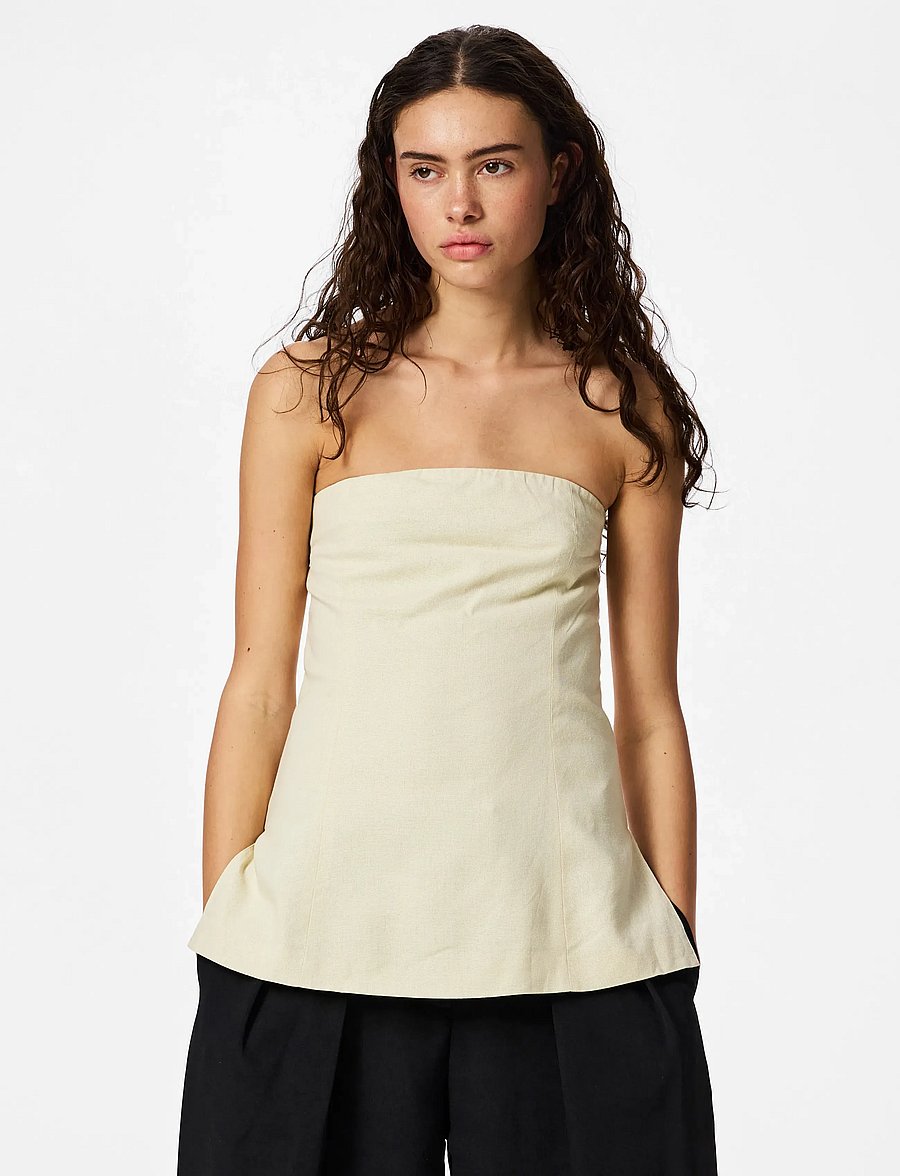Pieces - PCMAJSE FITTED BANDEAU TOP WVN D2D PP - varrukateta topid - birch - 0