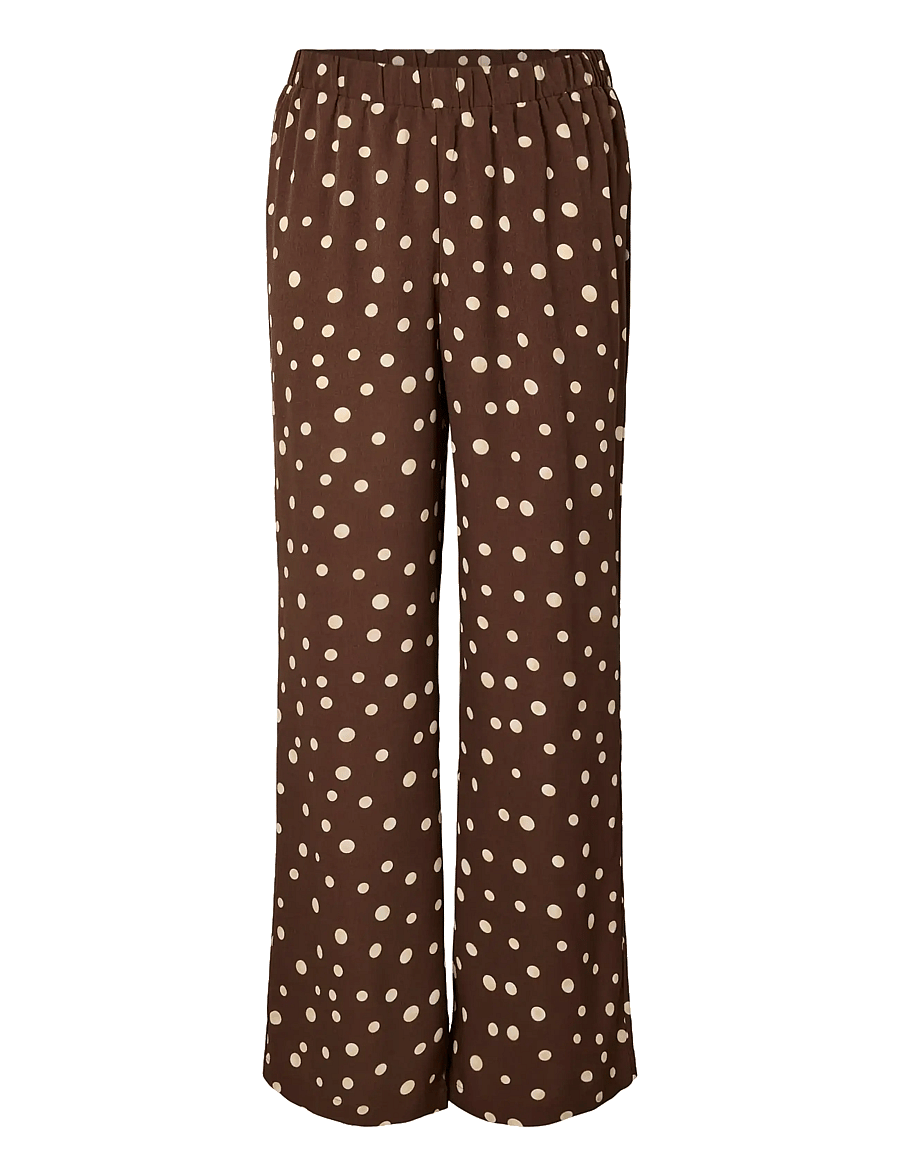 Pieces - PCMOKKA MW FLARED PANTS WVN D2D PP - alt laiad püksid - coffee quartz - 0