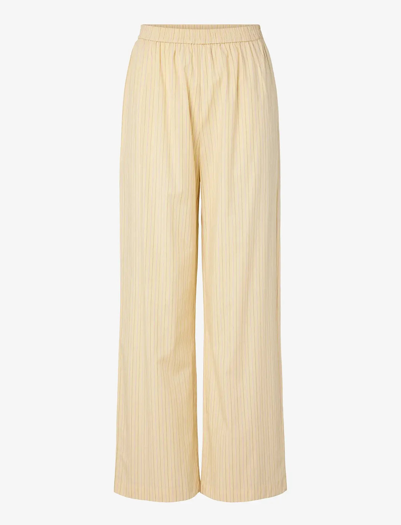 Pieces - PCAPRIL HW WIDE PANTS WVN D2D PP - bukser med brede ben - french vanilla - 1