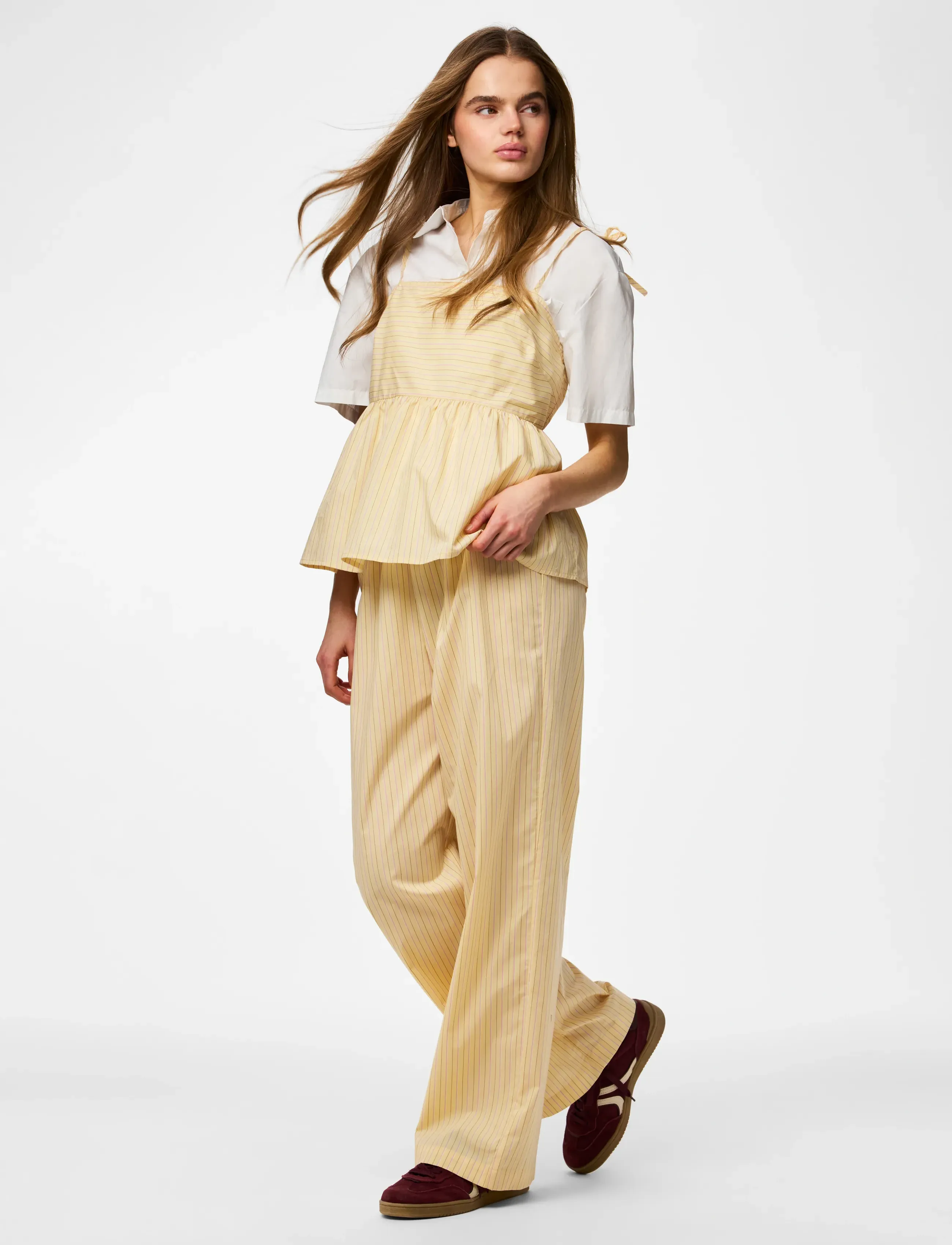 Pieces - PCAPRIL HW WIDE PANTS WVN D2D PP - spodnie szerokie - french vanilla - 5