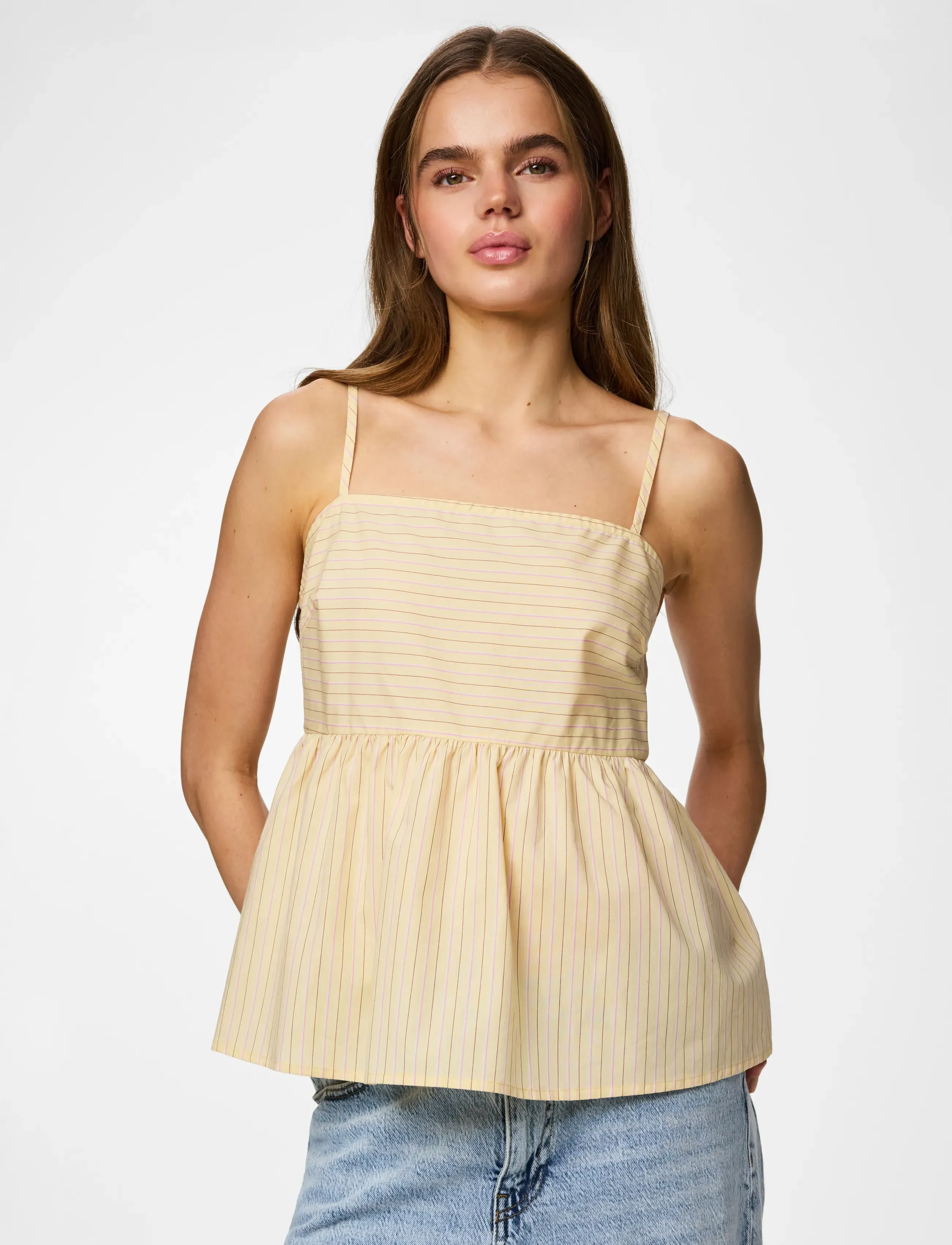 Pieces PCAPRIL STRAP TOP WVN D2D PP - Pieces - FRENCH VANILLA / cream