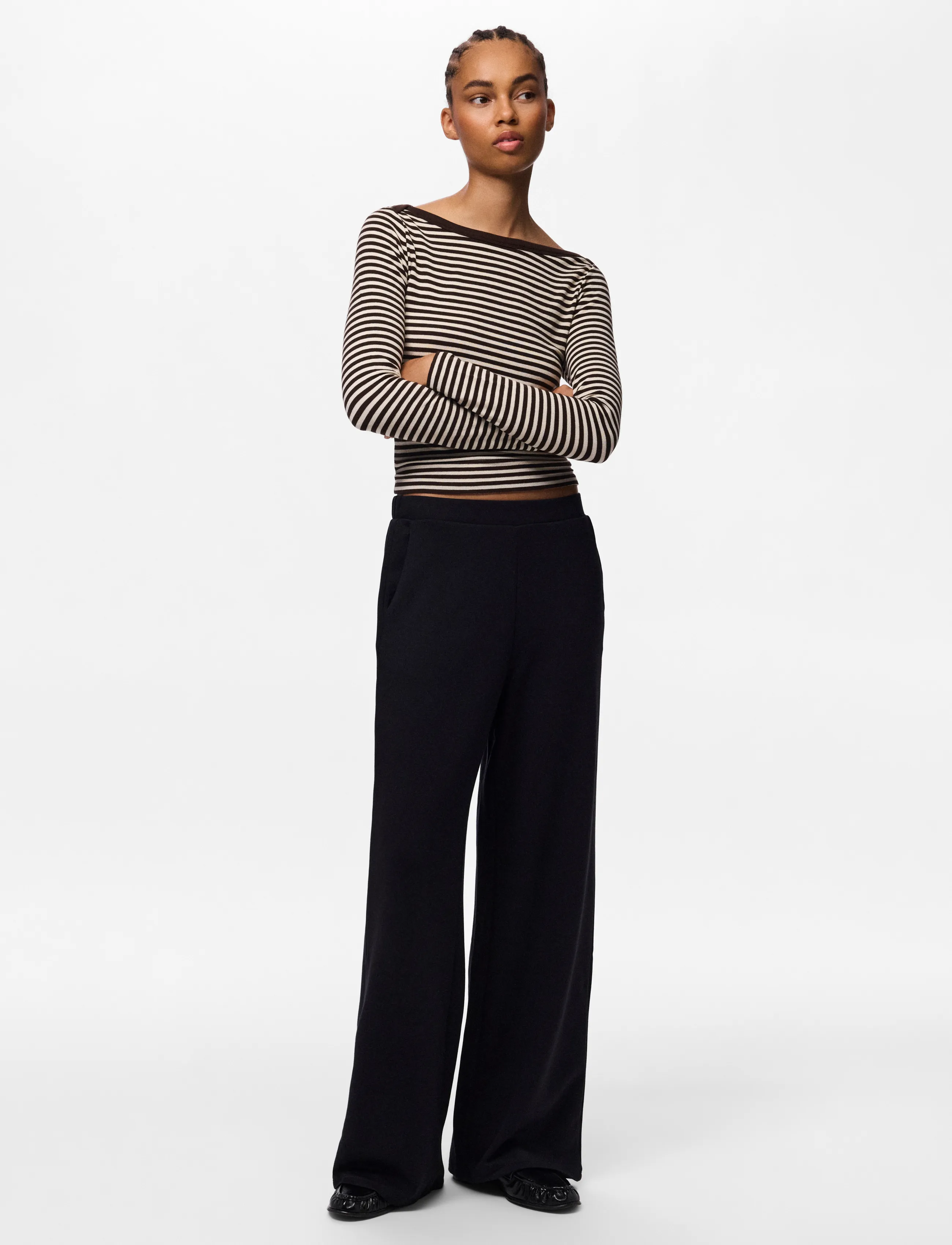 Pieces Pcmichelle Scuba Hw Pants Swt Noos Bc, Kvinder, Højtaljede Vide Bukser, Sort, Str: M