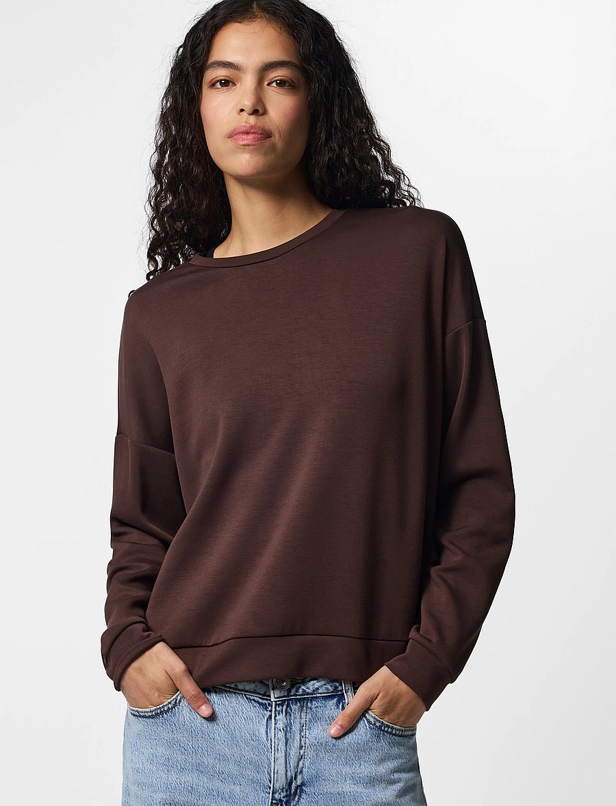 Pieces - PCMICHELLE SCUBA LS TOP SWT NOOS BC - vardagsstil - hot fudge - 0