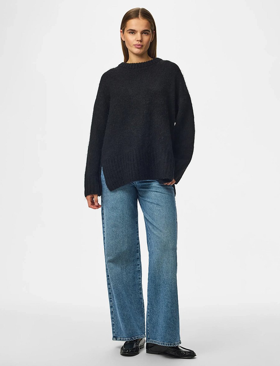 Pieces - PCTINA LS O-NECK KNIT NOOS - kampsunid - black - 3