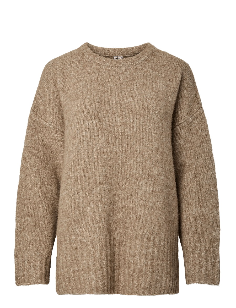 Pieces - PCTINA LS O-NECK KNIT NOOS - pullover - greige - 0