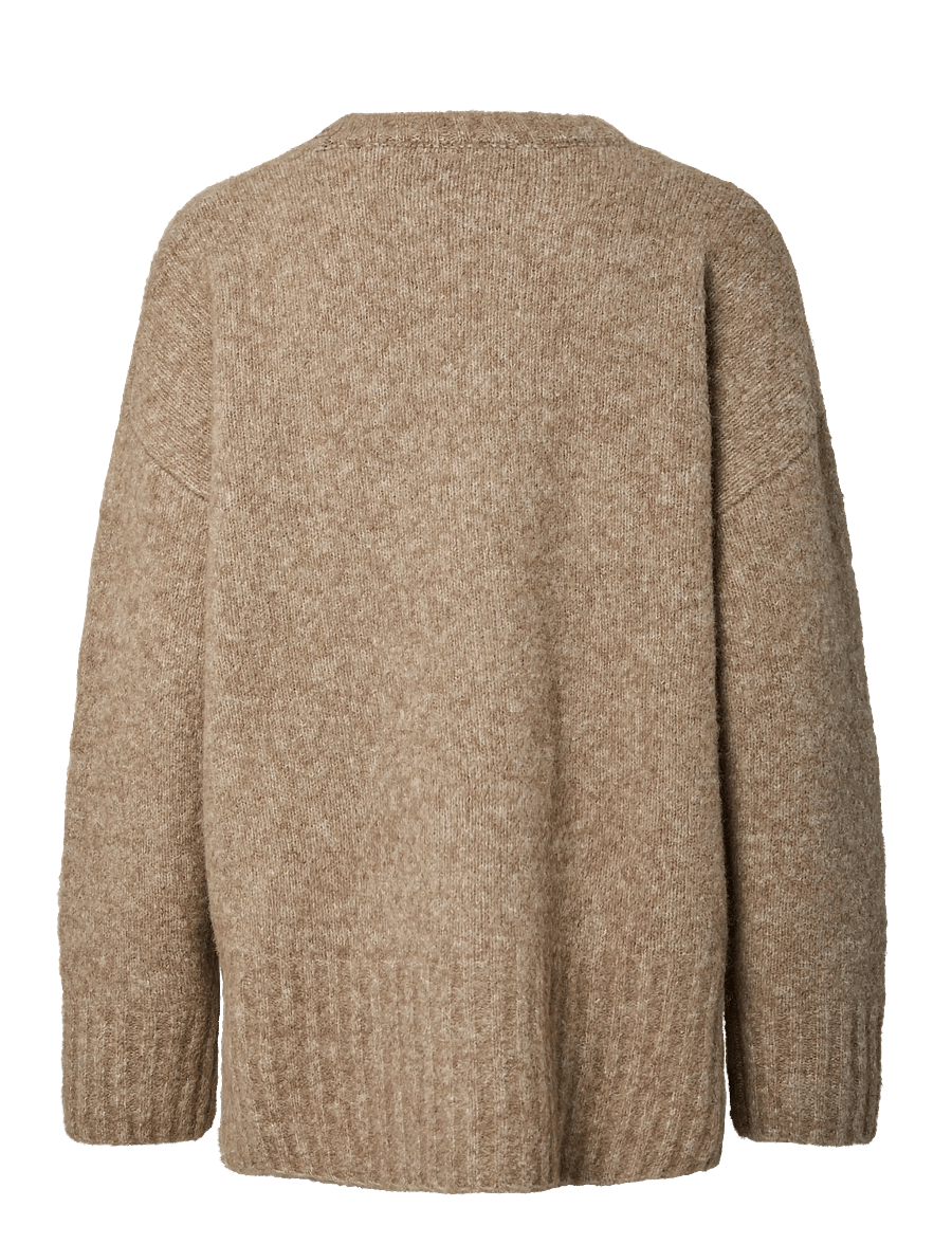 Pieces - PCTINA LS O-NECK KNIT NOOS - pullover - greige - 1