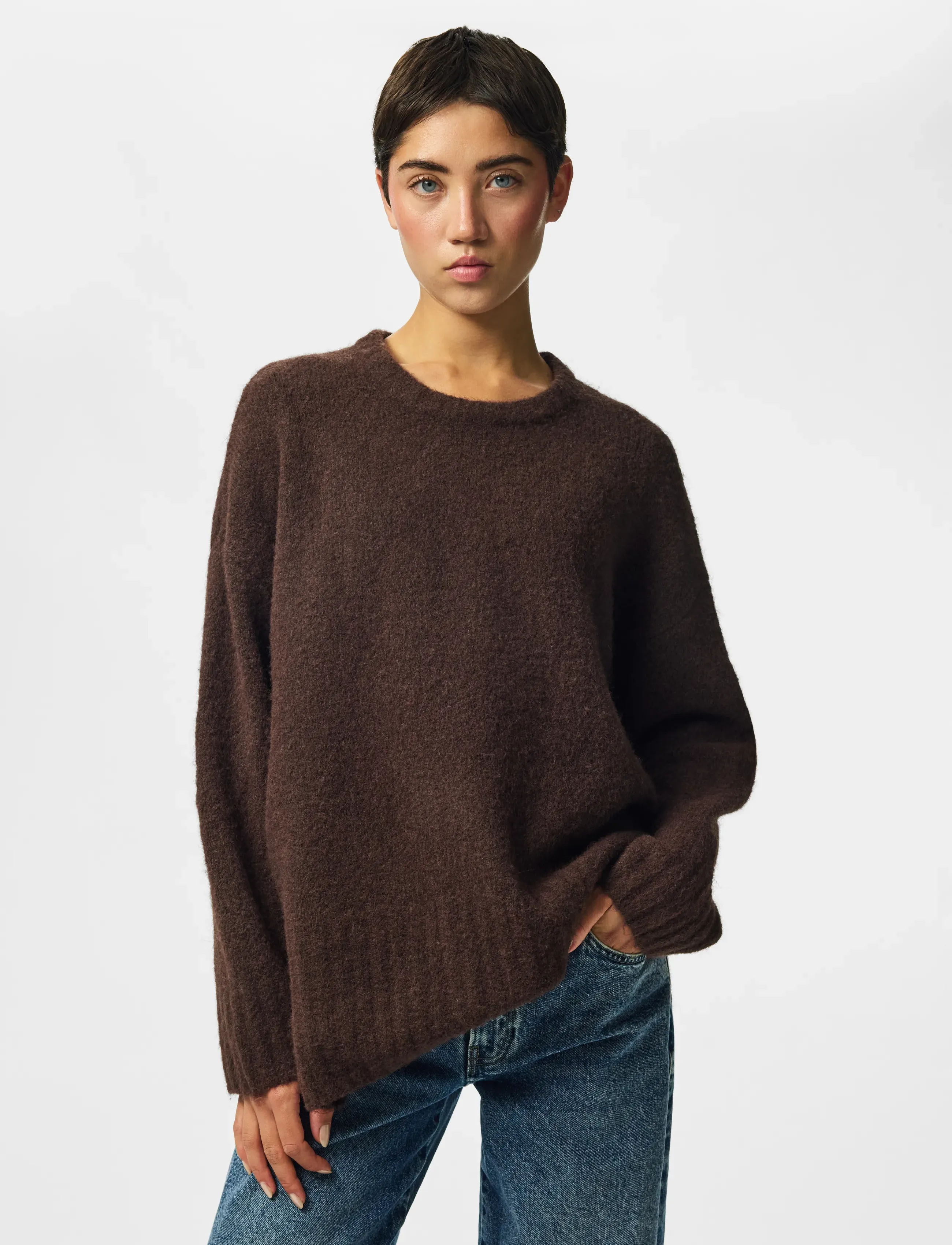 Pieces - PCTINA LS O-NECK KNIT NOOS - pullover - hot fudge - 0