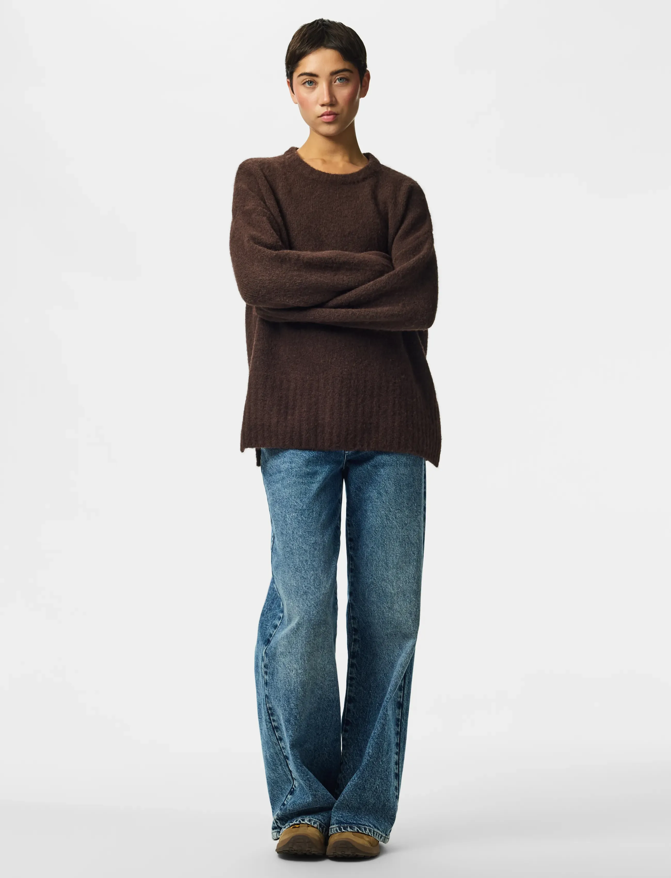 Pieces - PCTINA LS O-NECK KNIT NOOS - pullover - hot fudge - 4