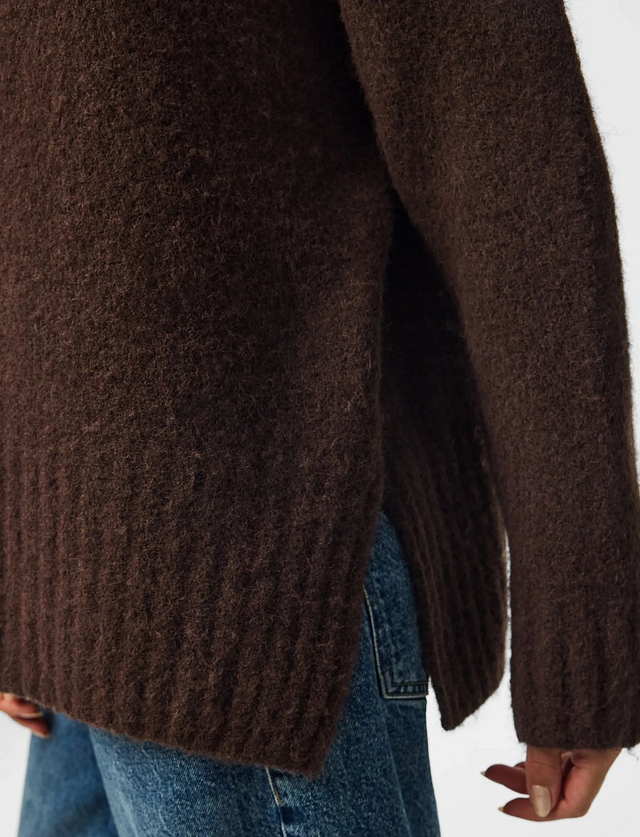 Pieces - PCTINA LS O-NECK KNIT NOOS - pullover - hot fudge - 5