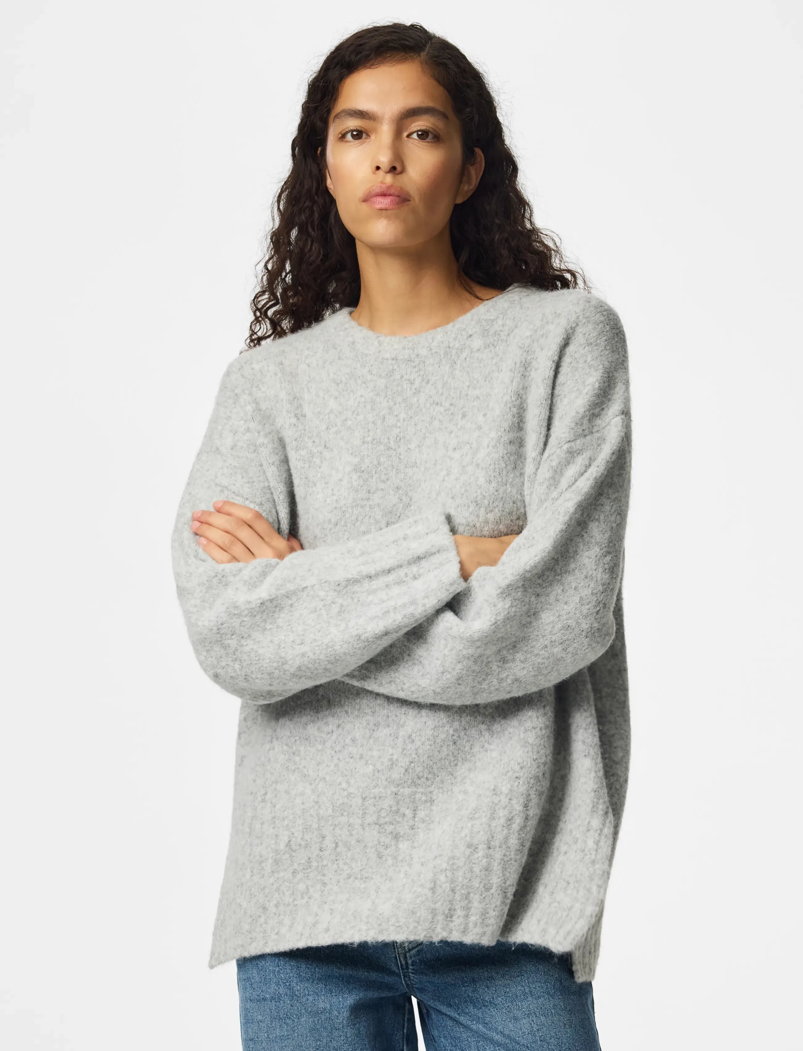 Pieces - PCTINA LS O-NECK KNIT NOOS - pullover - light grey melange - 0