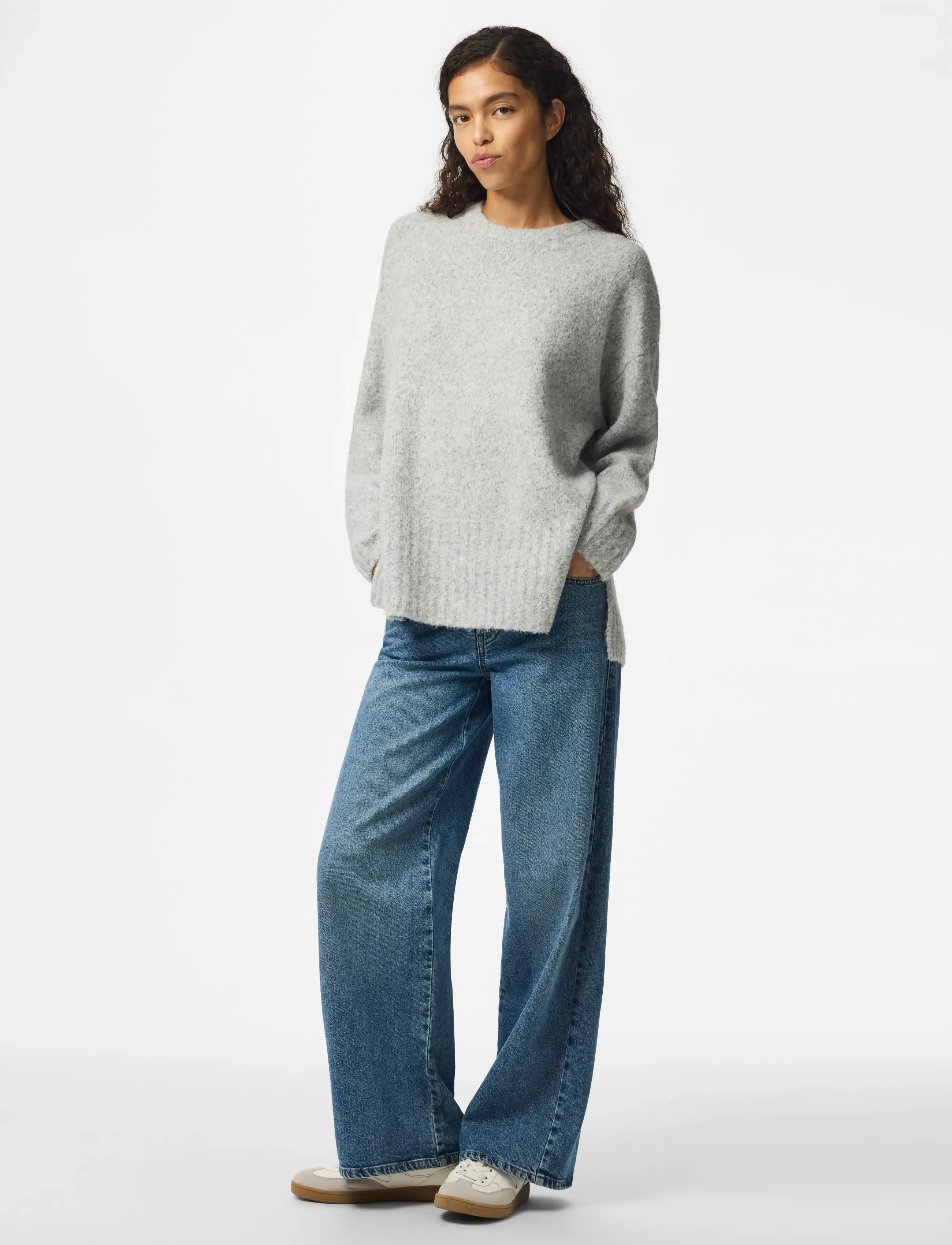 Pieces - PCTINA LS O-NECK KNIT NOOS - pullover - light grey melange - 4