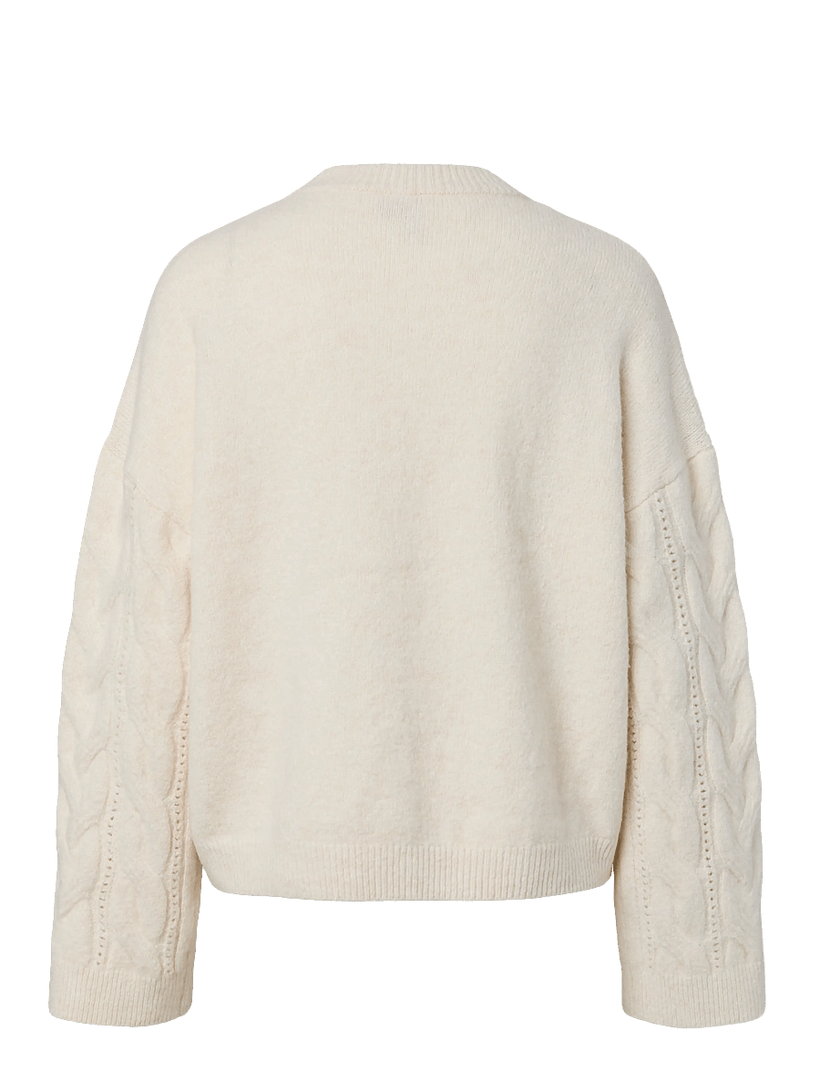 Pieces - PCKATHY LS O-NECK CABLE KNIT NOOS BC - stickade tröjor - birch - 2