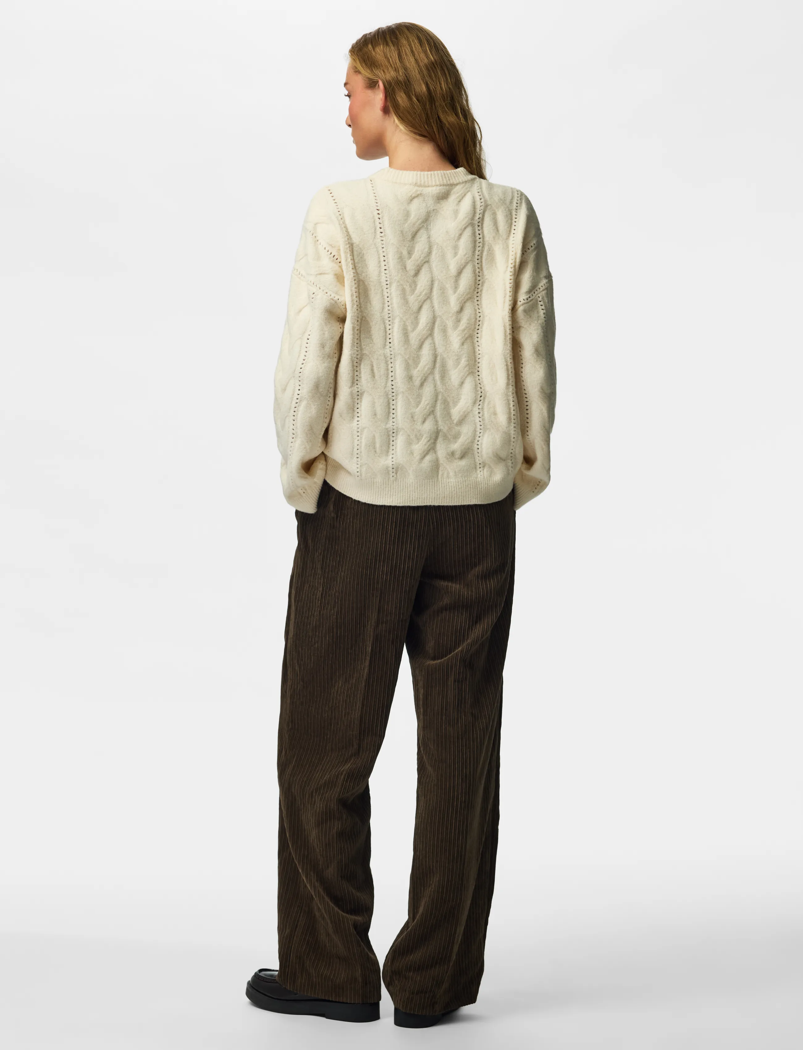 Pieces - PCKATHY LS O-NECK CABLE KNIT NOOS BC - jumpers - birch - 3