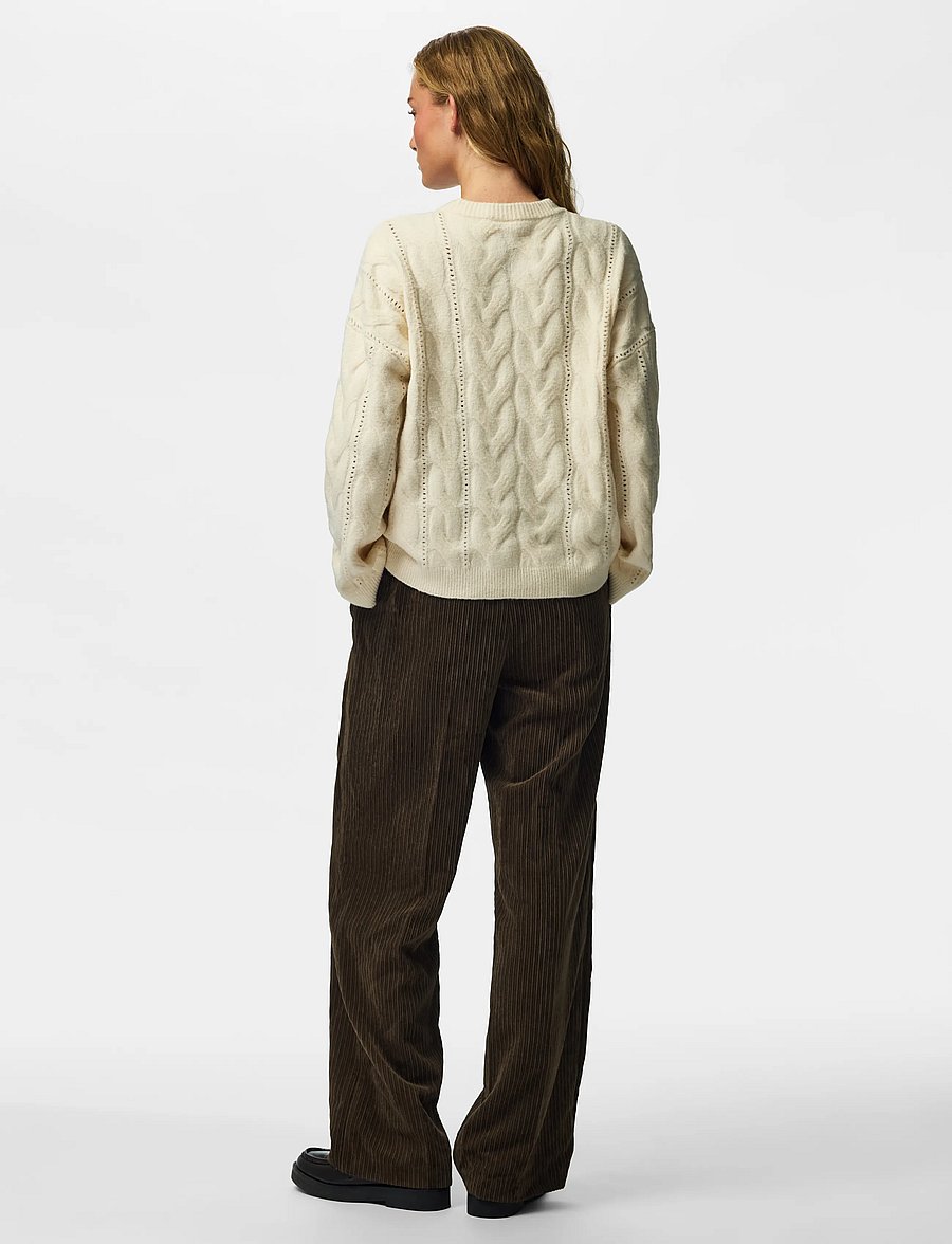 Pieces - PCKATHY LS O-NECK CABLE KNIT NOOS BC - stickade tröjor - birch - 3