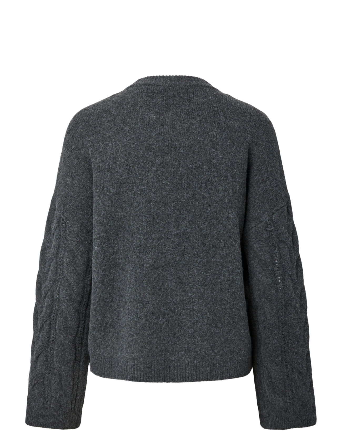 Pieces - PCKATHY LS O-NECK CABLE KNIT NOOS BC - dark grey melange - 1