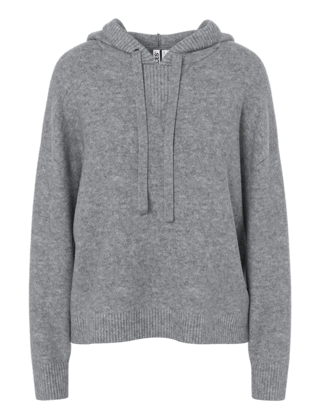 Pieces PCMALOU LS KNIT HOODIE NOOS BC - Kleidung - MEDIUM GREY MELANGE / grey