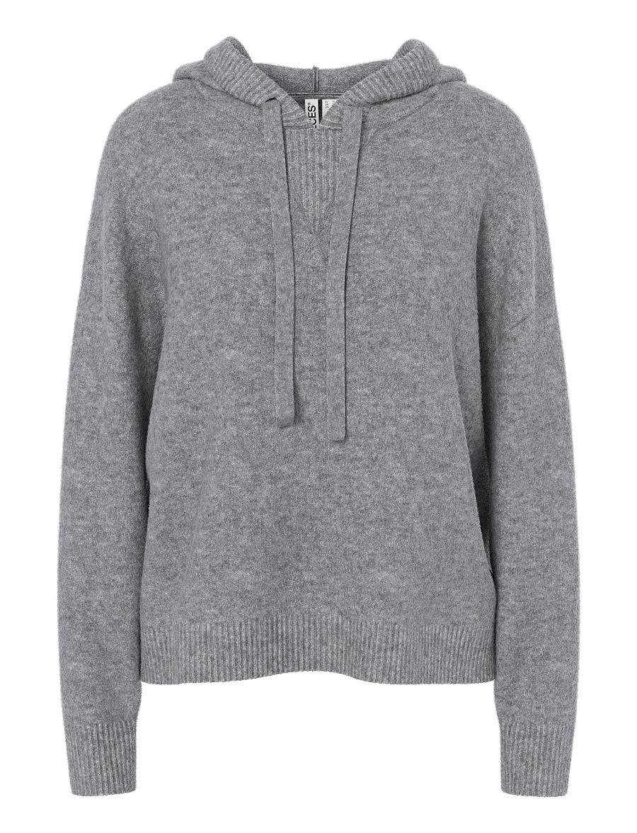 Pieces - PCMALOU LS KNIT HOODIE NOOS BC - medium grey melange - 1