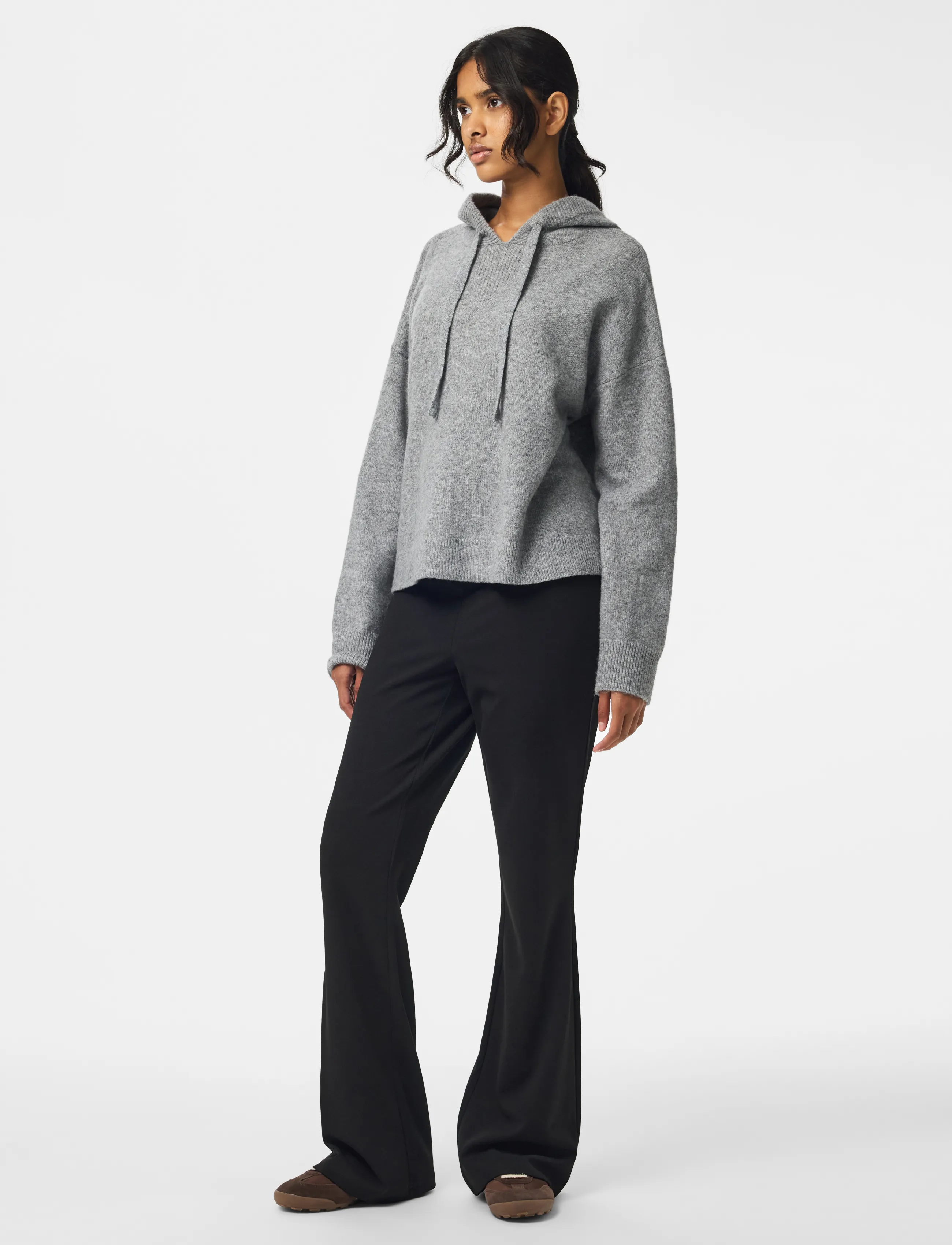 Pieces - PCMALOU LS KNIT HOODIE NOOS BC - medium grey melange - 4
