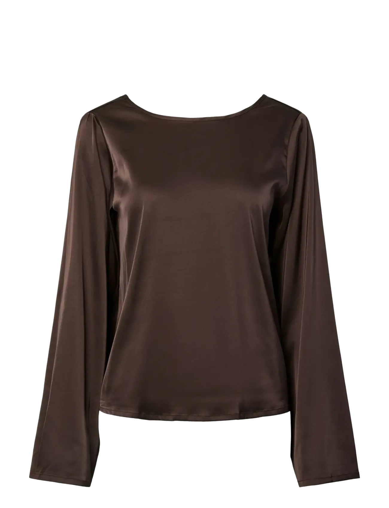 Pieces PCNANINA LS SATIN TOP WVN D2D - Blusen - HOT FUDGE / brown