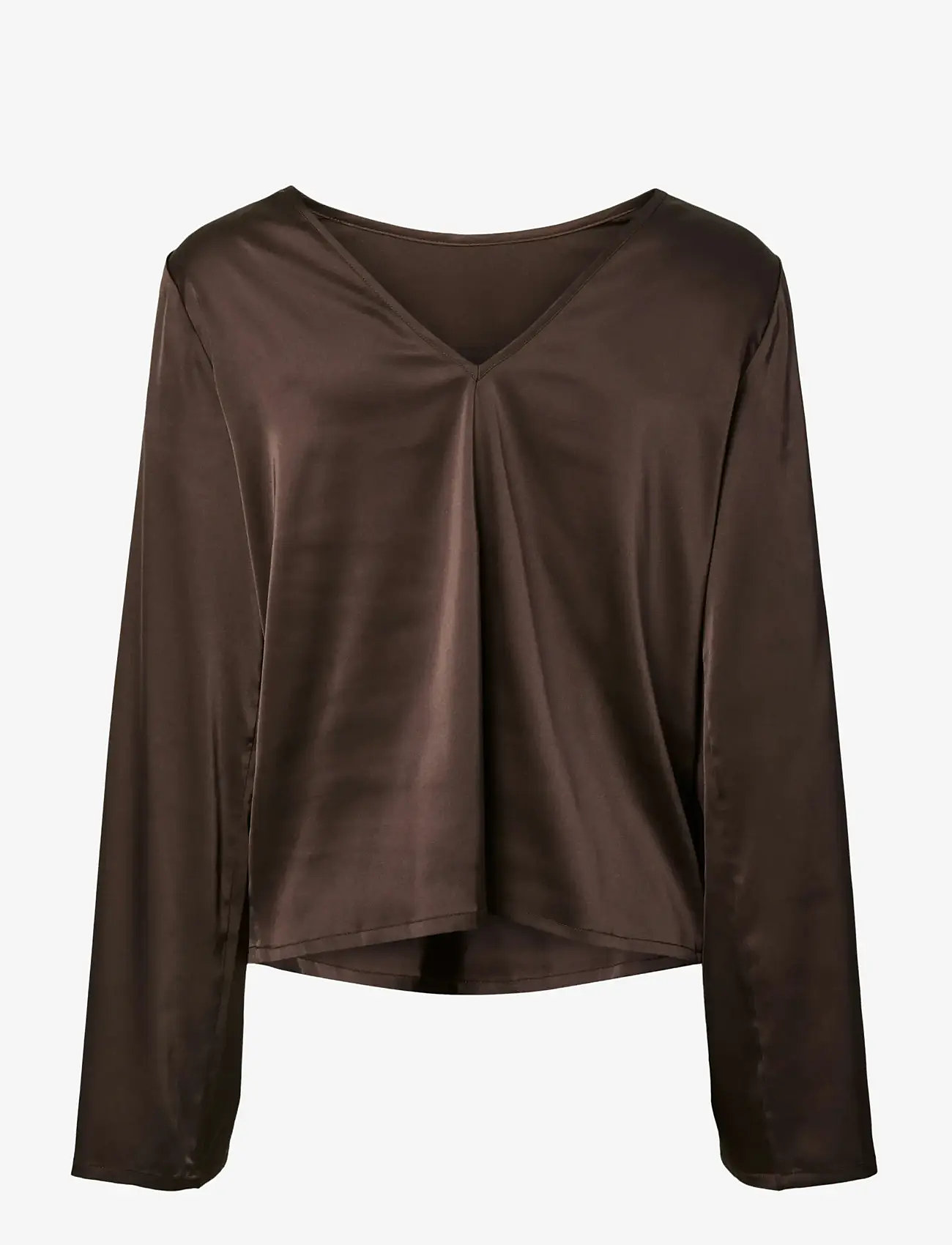 Pieces - PCNANINA LS SATIN TOP WVN D2D - langärmlige blusen - hot fudge - 1