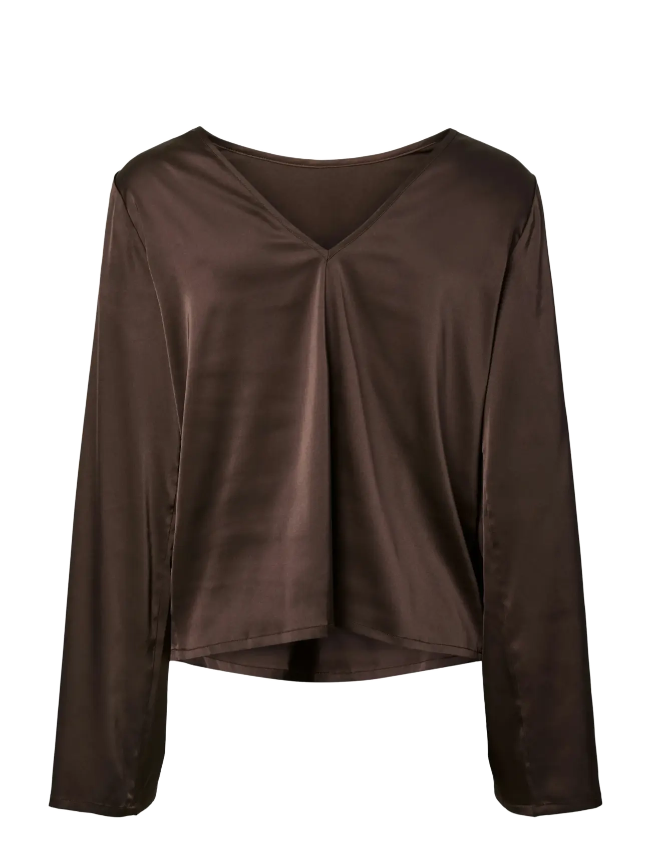 Pieces - PCNANINA LS SATIN TOP WVN D2D - long sleeved blouses - hot fudge - 1