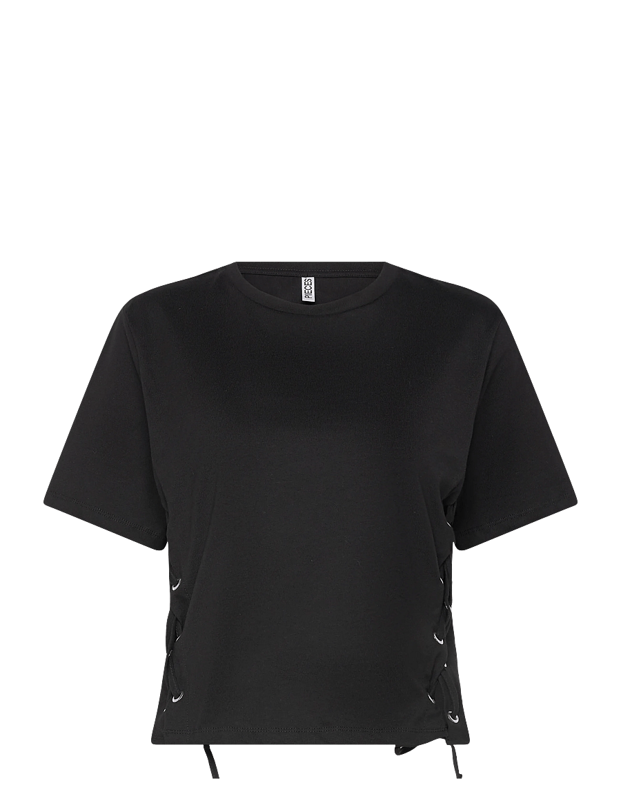 Pieces - PCFENJA SS TIE DETAIL T-SHIRT JSR D2D PP - t-shirts - black - 1