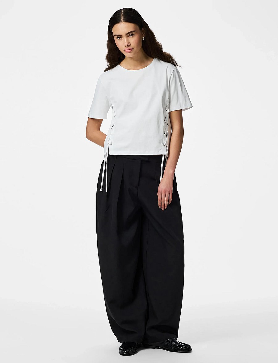 Pieces - PCFENJA SS TIE DETAIL T-SHIRT JSR D2D PP - t-shirts - bright white - 4