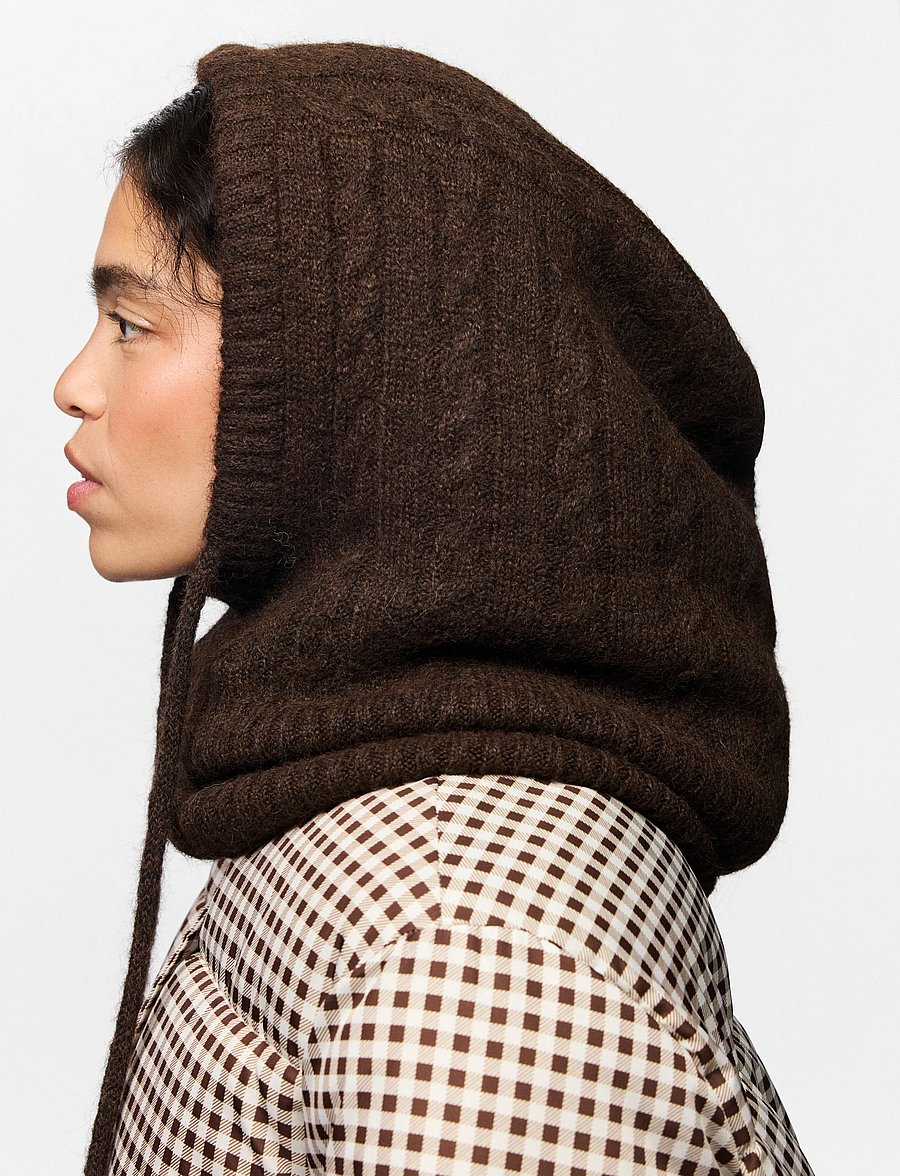 Pieces - PCNAMBI CABLE BALACLAVA NOOS BC - balaclava - hot fudge - 2