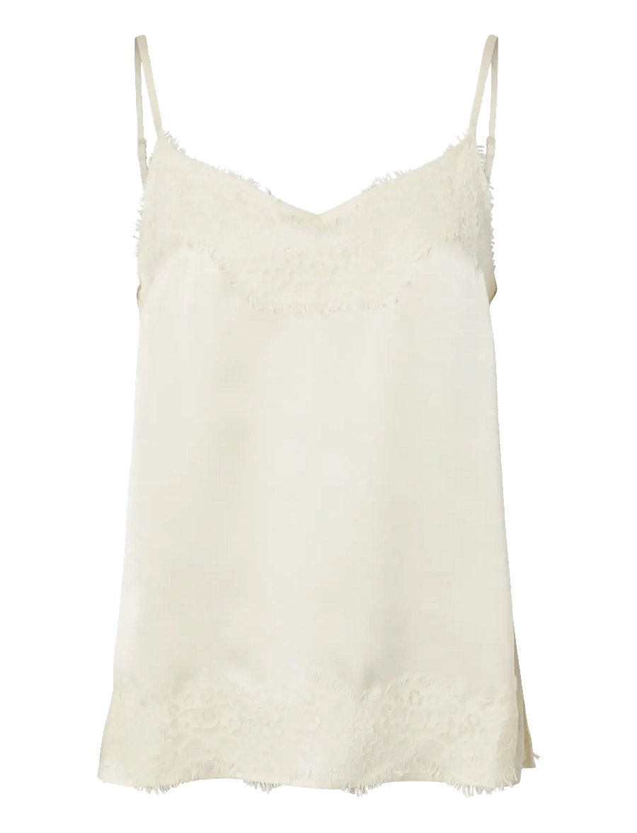Pieces - PCARIEL SL LACE DETAIL TOP D2D PP BC - besondere anlässe - birch - 0