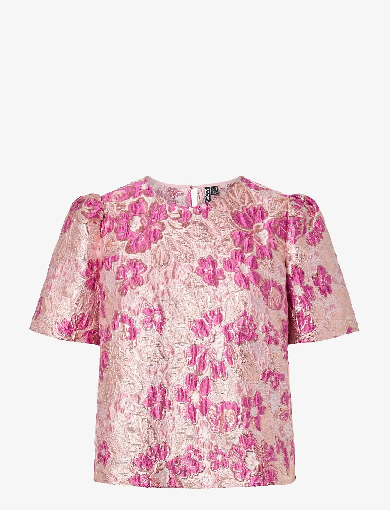 Pieces - PCAMELIA SS JAQUARD TOP D2D PP - short-sleeved blouses - raspberry radiance - 0