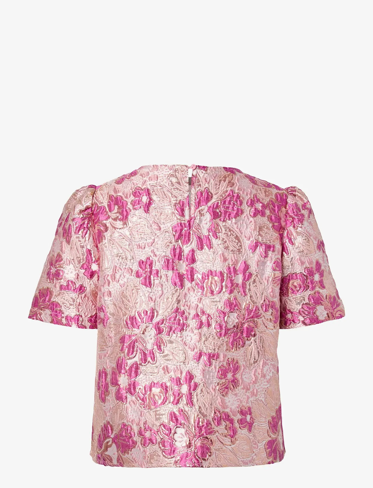 Pieces - PCAMELIA SS JAQUARD TOP D2D PP - short-sleeved blouses - raspberry radiance - 1