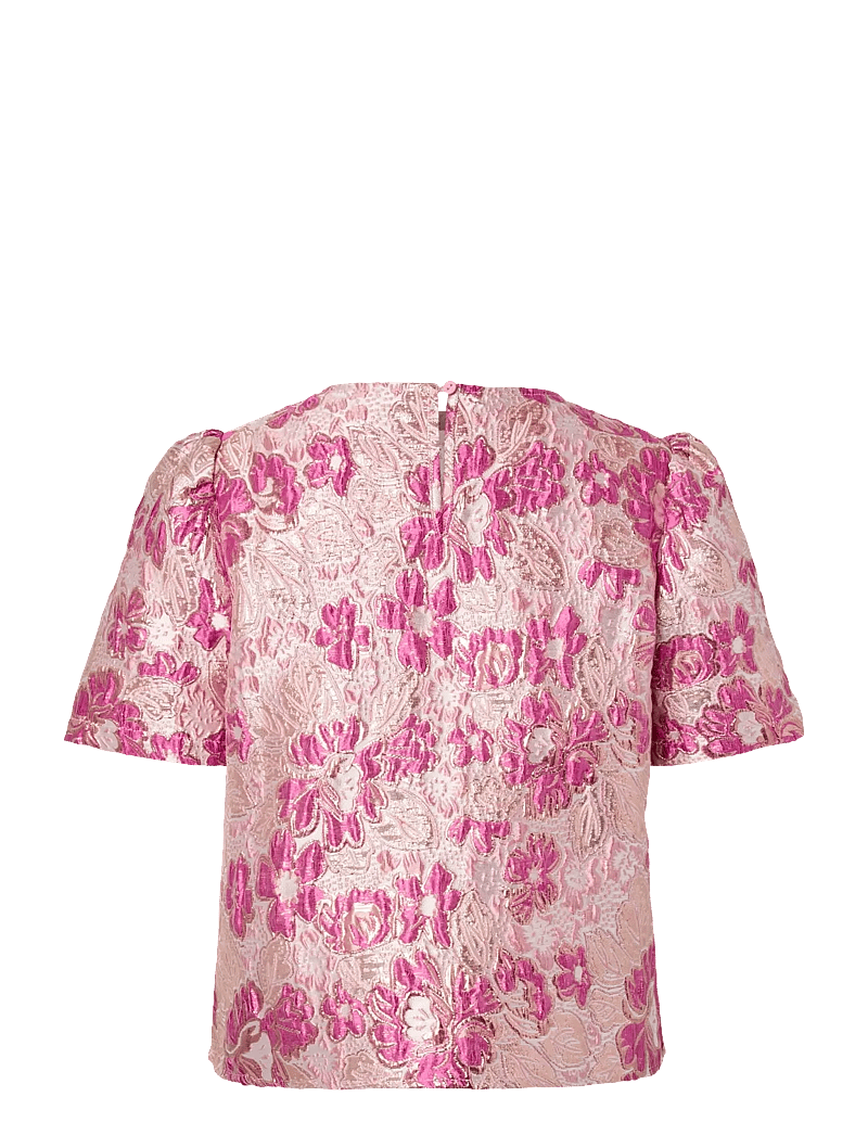 Pieces - PCAMELIA SS JAQUARD TOP D2D PP - short-sleeved blouses - raspberry radiance - 1
