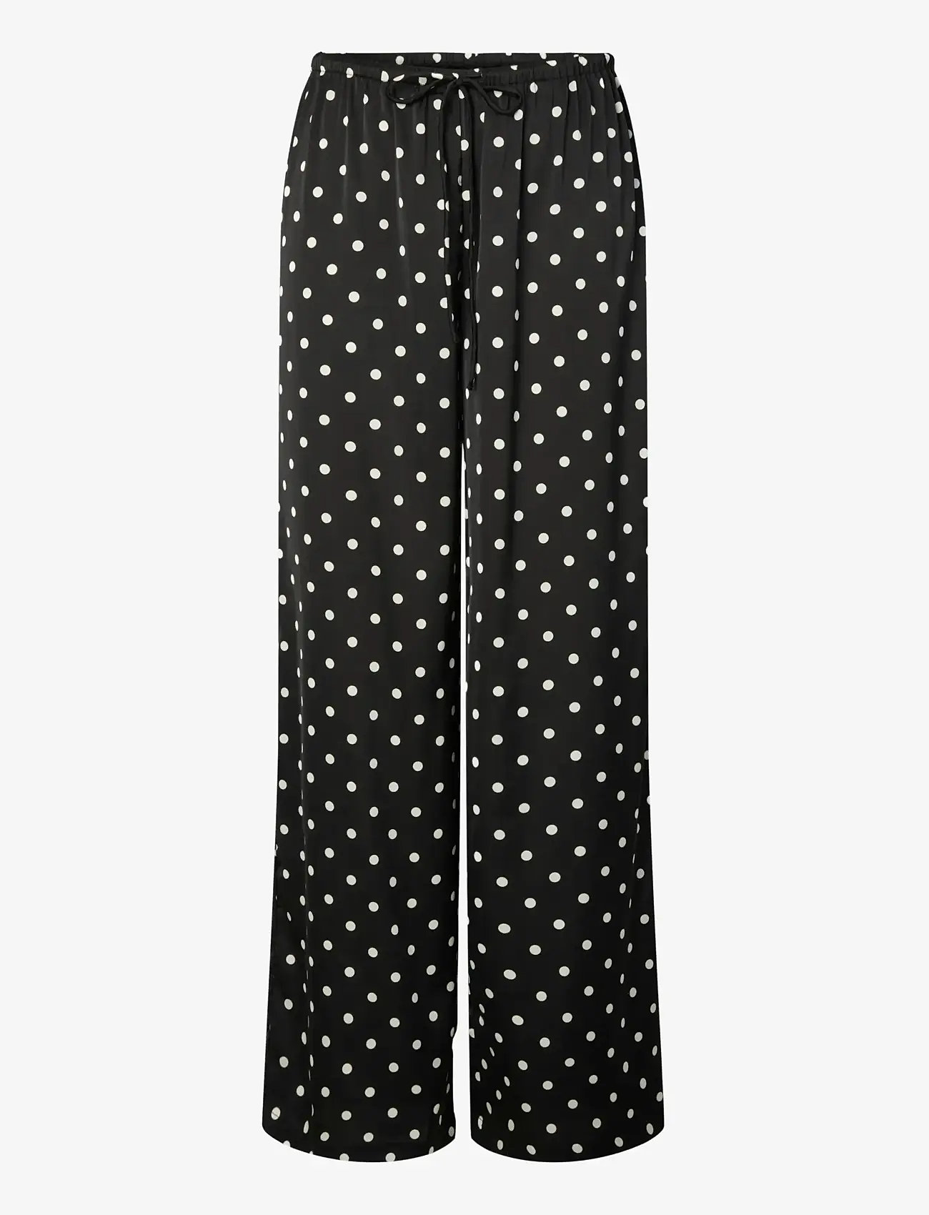 Pieces - PCJYTTA MW STRAIGHT SATIN PANTS WVN D2D - straight leg hosen - black - 1