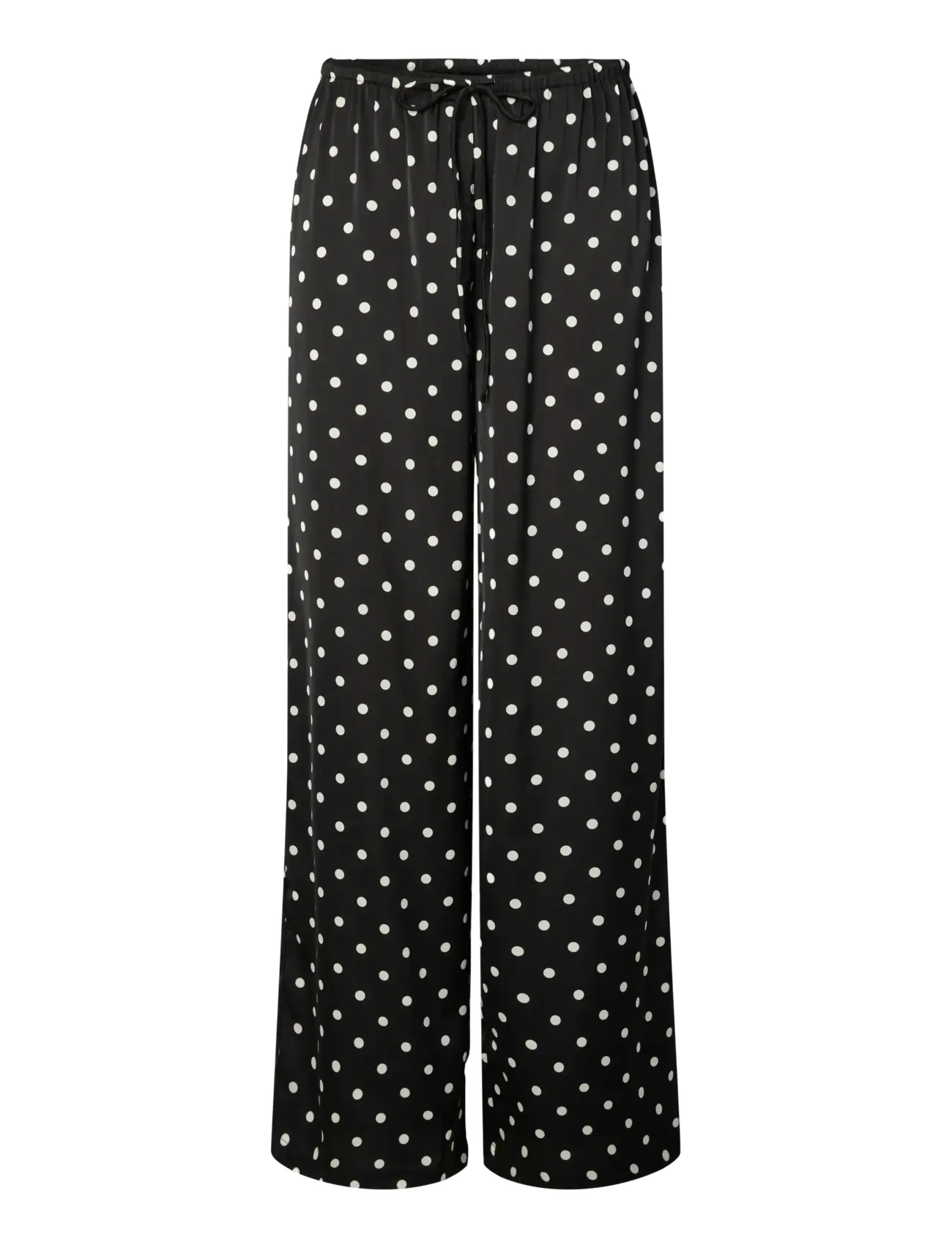 Pieces - PCJYTTA MW STRAIGHT SATIN PANTS WVN D2D - bikses ar taisnām starām - black - 1